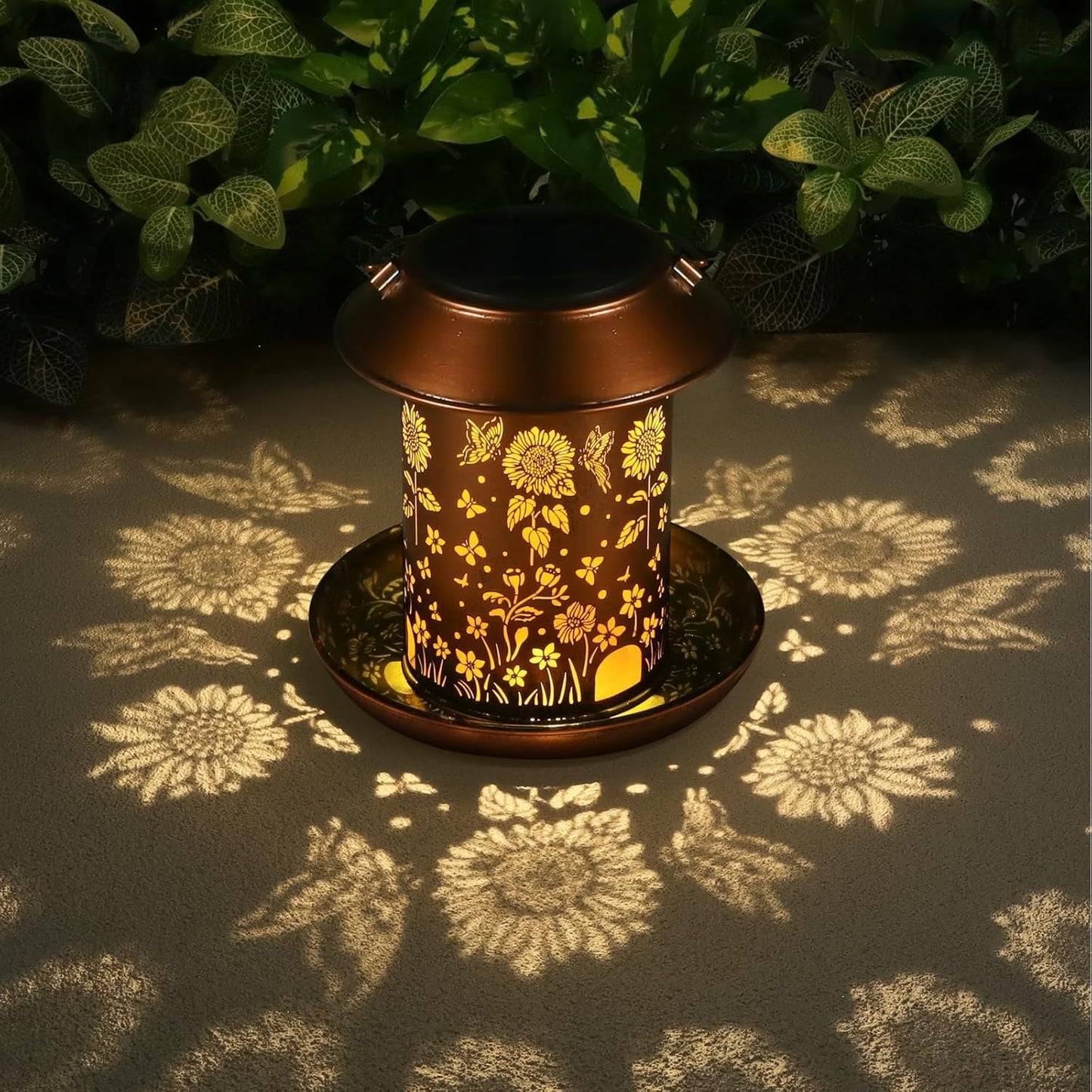 Sunflower Solar Bird Feeder for Outdoors Hanging Solar Lanterns Waterproof Metal Wild Bird Feeders Garden Outside Yard Decor Christmas Birthday Gifts for Women Mom (Butterfly