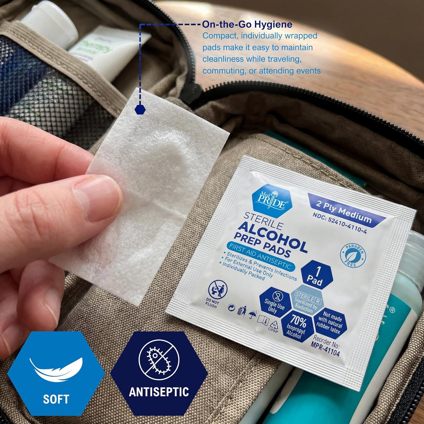MED PRIDE Sterile Alcohol Prep Pads, Antiseptic, 70% Isopropyl, Individually Wrapped, Medical Grade 2 Ply Wipes (200 Count (Pack of 1) White)