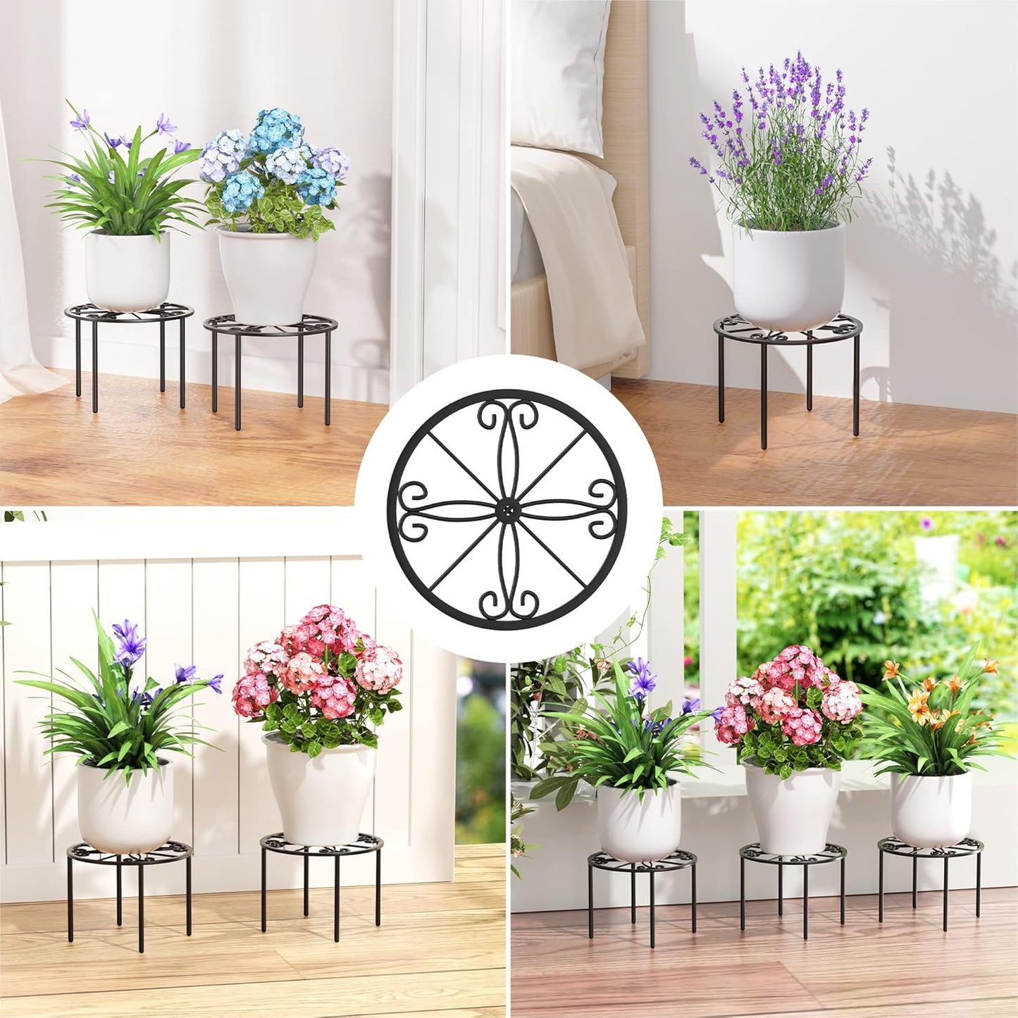 Plant Stand 1 PCS-10.2 IN Flower Pot Stand Plant Rack for Indoor and Outdoor Courtyard Gardens Black