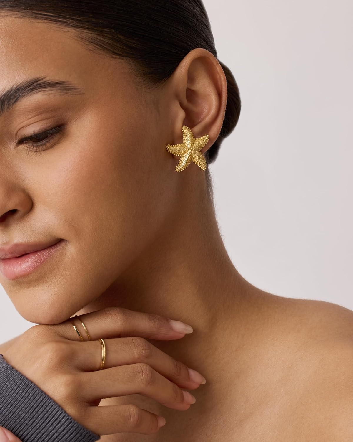 PAVOI 14K Gold Plated Starfish Statement Stud Earrings for Women | Trendy Jewelry Alluring Ocean-Themed Dangling Earrings