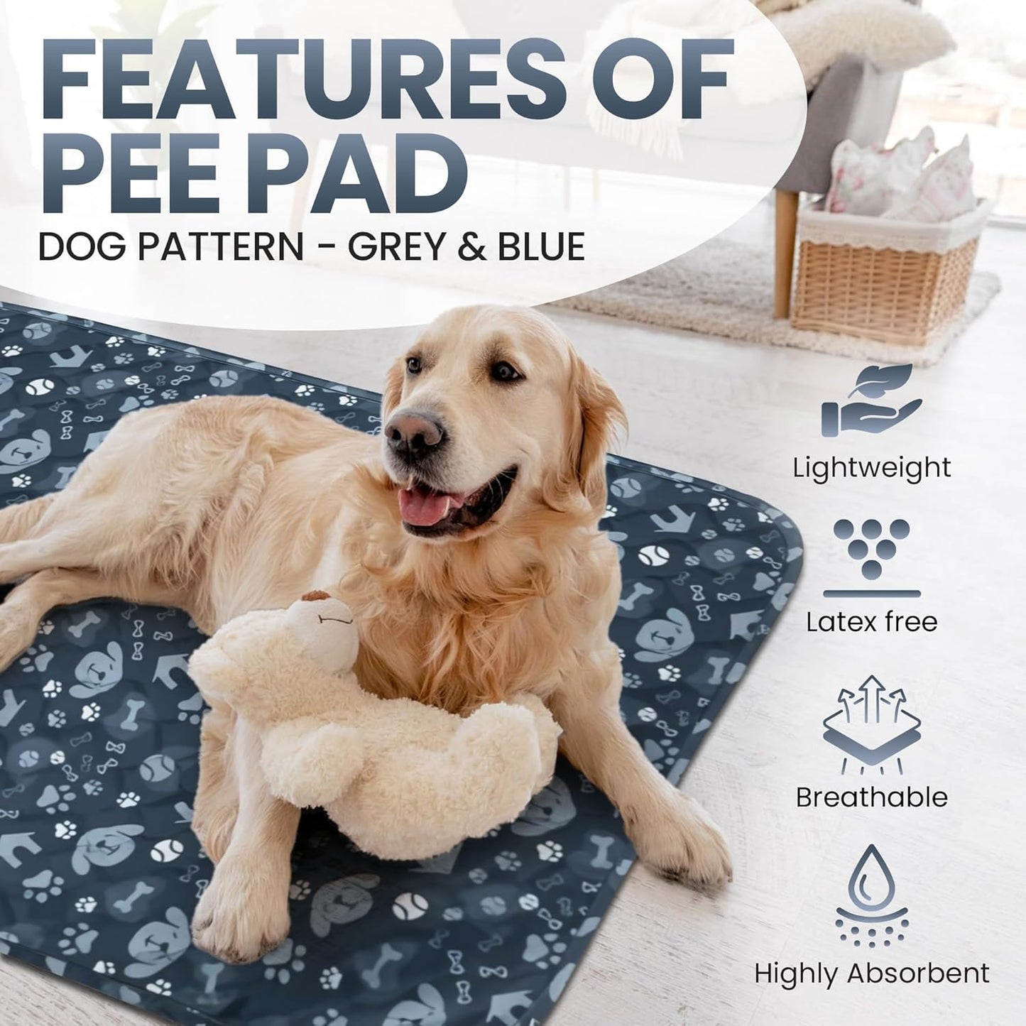 Washable Puppy Dog Pee Pad, 2PCS 100% Waterproof Potty Training Mat for All Dogs, Quick Drying Reusable Mattress Pads, Highly Absorbent Under Pads for Indoor, Outdoor Non-Slip Whelping Pads 20”x28