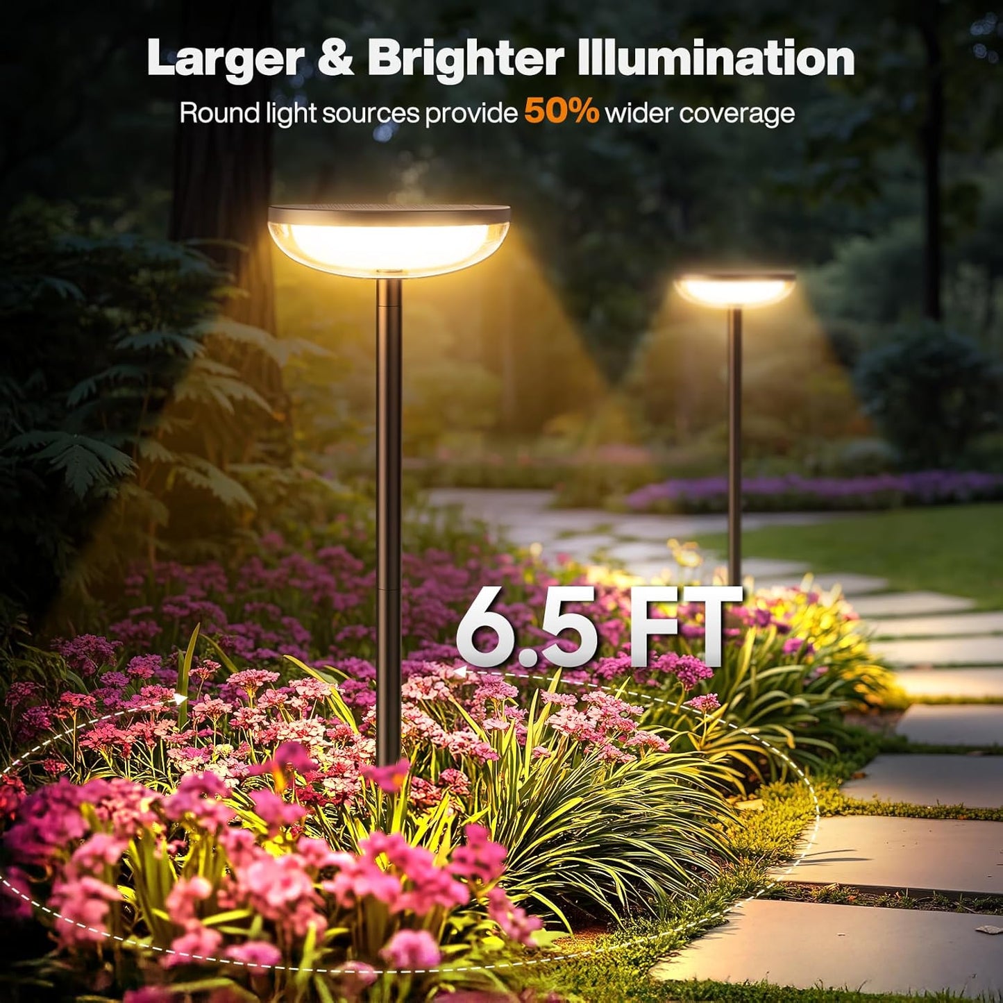 Solar Pathway Lights Outdoor, 6 Pack Tall Solar Garden Lights Outdoor Waterproof for Yard Flower Bed Patio Path Walkway Driveway Outside Decor Landscape Lighting
