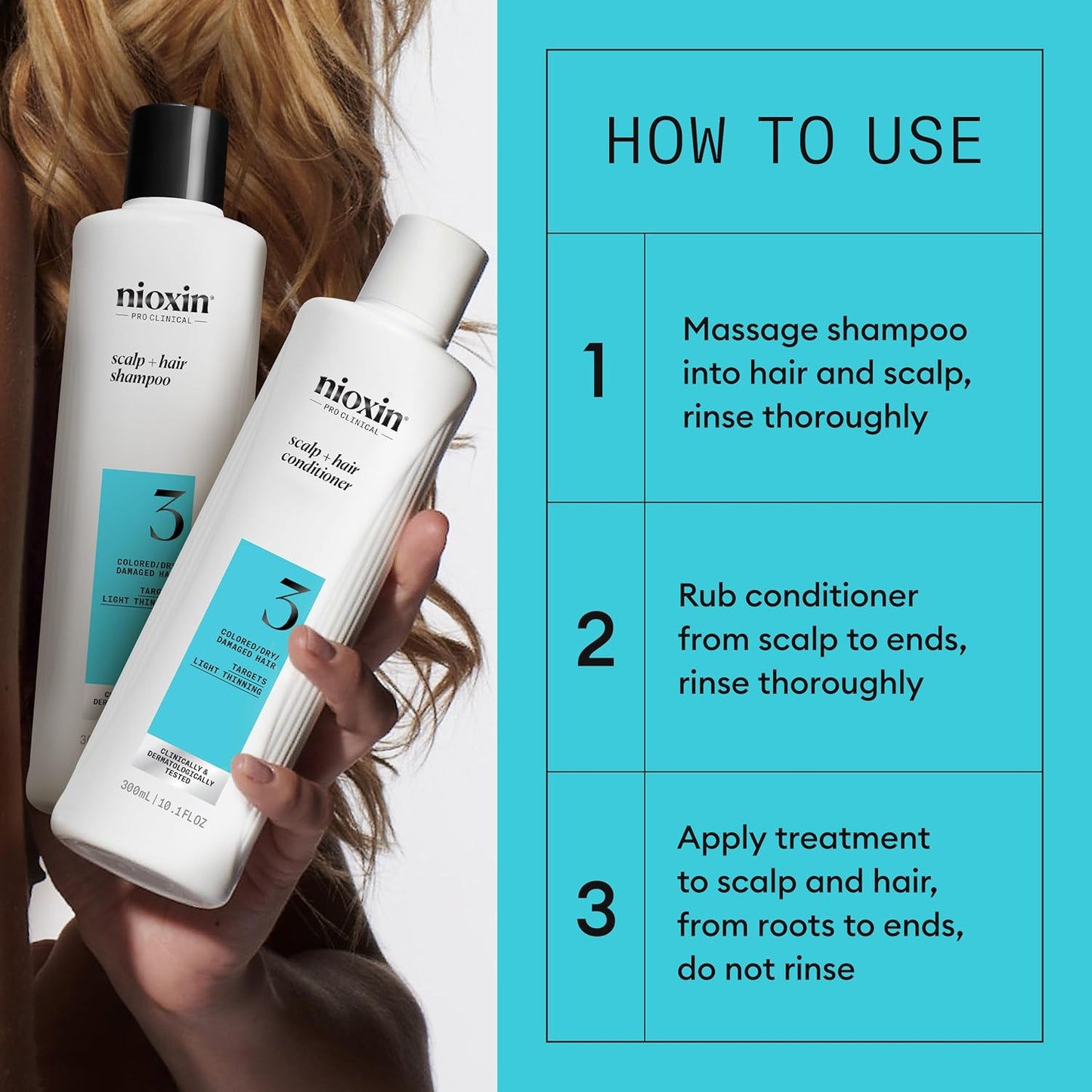 NIOXIN Scalp + Hair Thickening System Kits | For Natural, Colored, & Damaged Hair with Light to Progressed Thinning | Strengthen & Boost Hair Density with Niacinamide & Biotin | 1 Month Supply