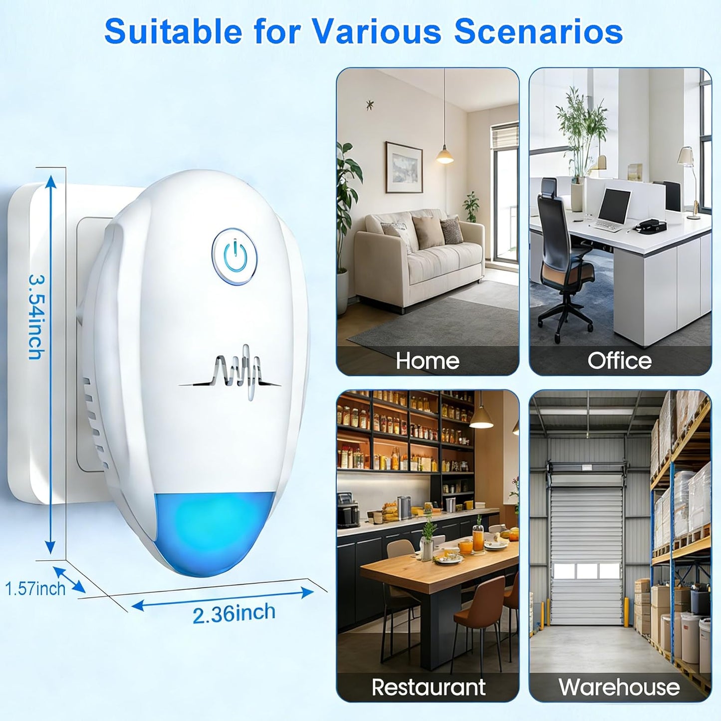 2026 Upgraded Ultrasonic Repeller 6 Packs,Indoor Ultrasonic Repellent, Electronic Plug in Pest Control for Bugs,Mosquito,Roach, Ant, Rodent, Mouse, Spider Repellent for House, Warehouse, Garage (6)
