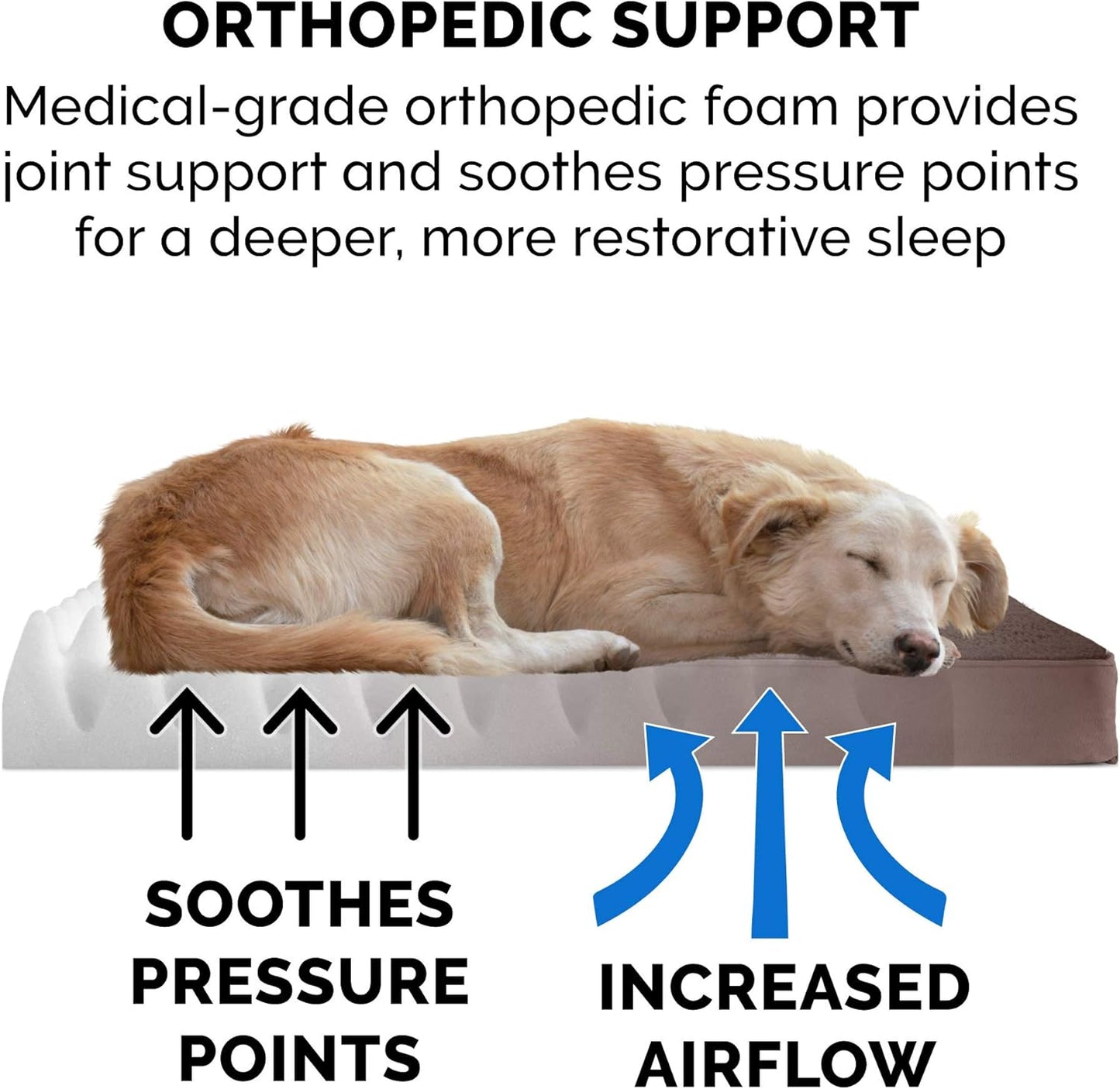 Furhaven Orthopedic Dog Bed for Large/Medium Dogs w/ Removable Washable Cover, For Dogs Up to 55 lbs - Terry & Suede Mattress - Espresso, Large