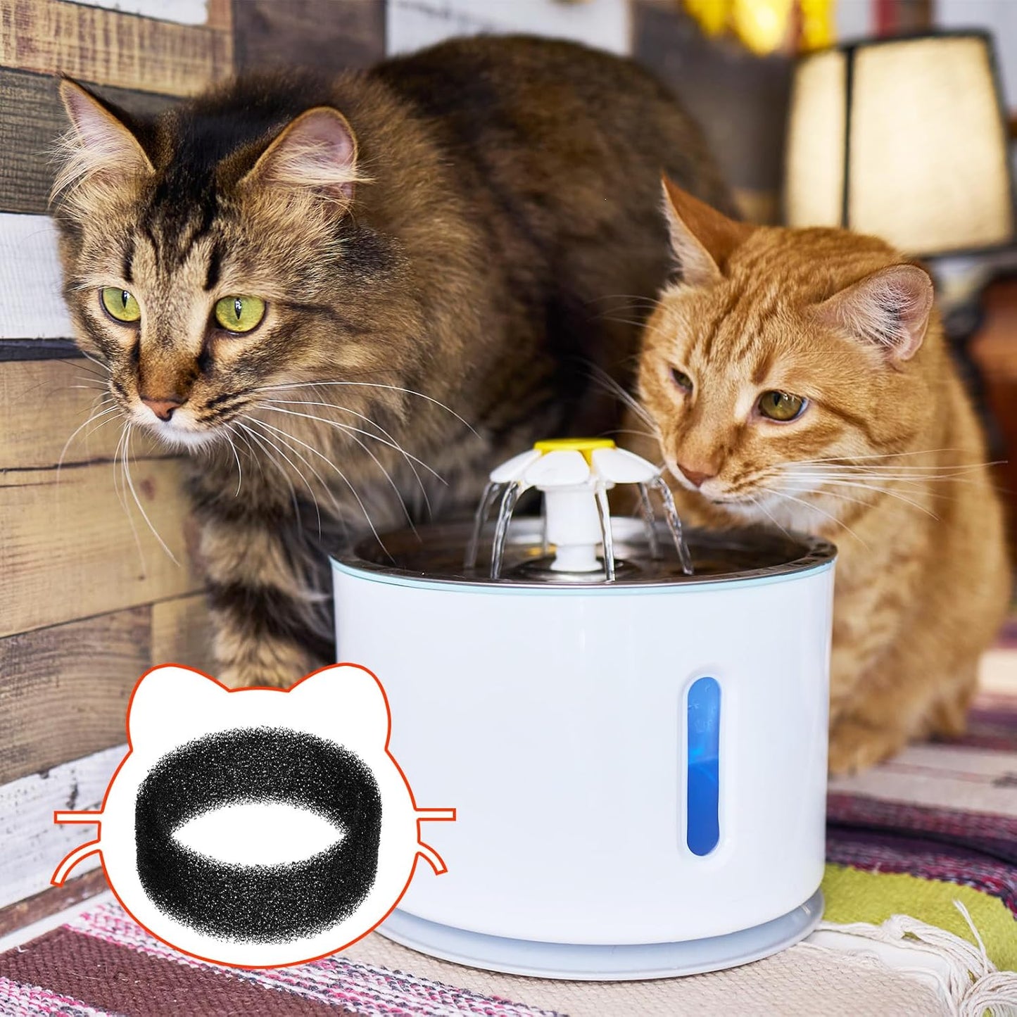 Cat Water Fountain Filter Replacement Round Filters Foam Cat Filter Replacement for Pet Drink Water Pre-Filters Sponges for 2. 5 L/84 oz 2. 2 L/ 74 oz Stainless Steel Pet Fountain (8 Pieces)