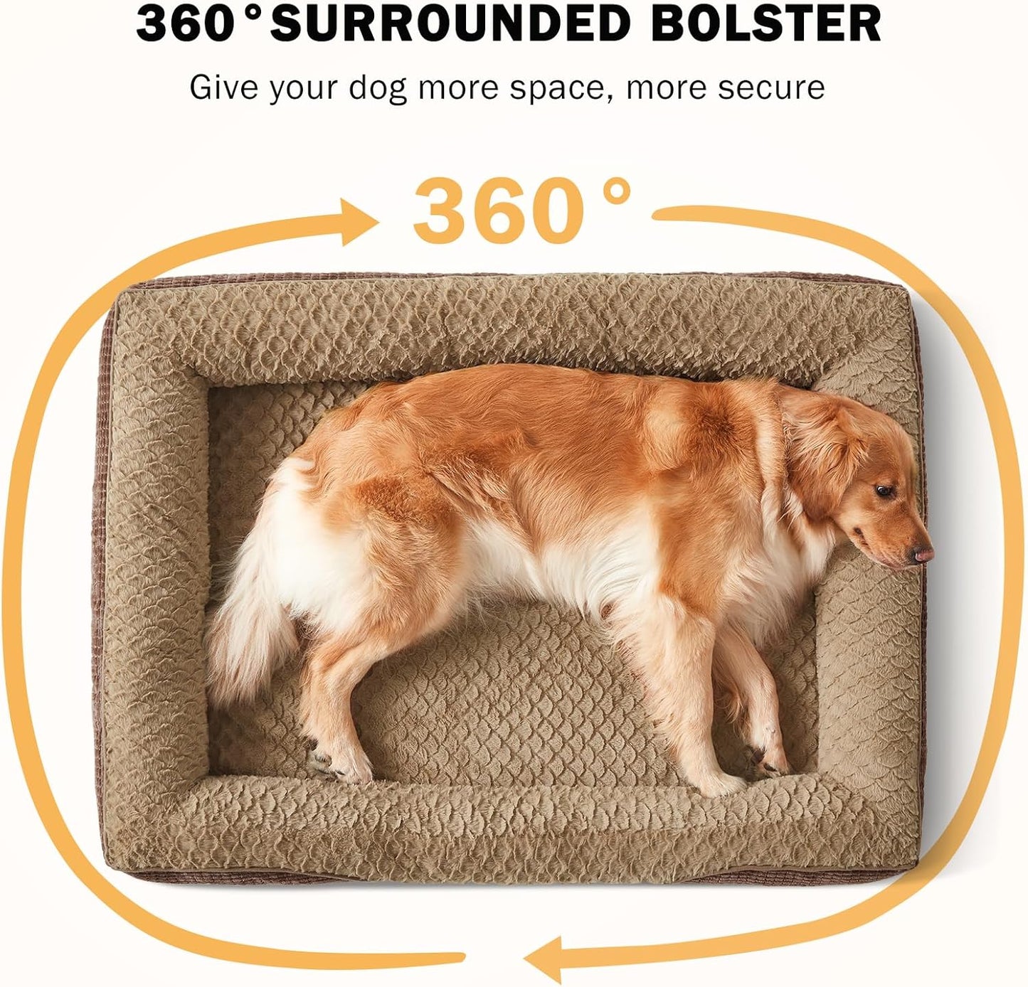 INVENHO Orthopedic Dog Bed Medium Size, Washable Egg-Crate Memory Foam Dog Couch Bed with Washable Removable Cover, Waterproof Lining and Nonskid Bottom