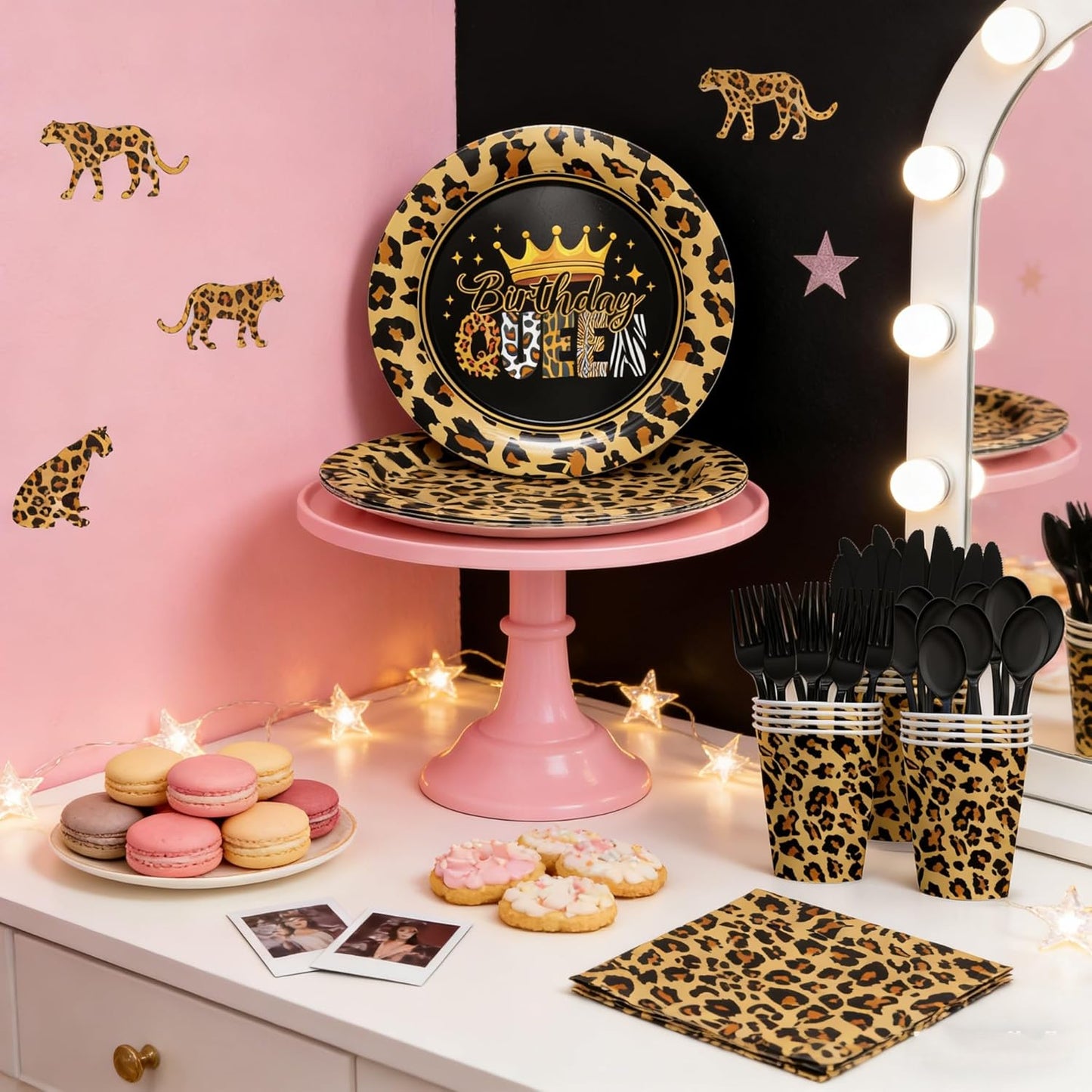 168pcs Leopard Print Party Supplies, Cheetah Print Party Tableware Set Leopard Plates Napkins Cups Cutlery for Wild Animal Leopard Theme Birthday Party Decorations | Serves 24