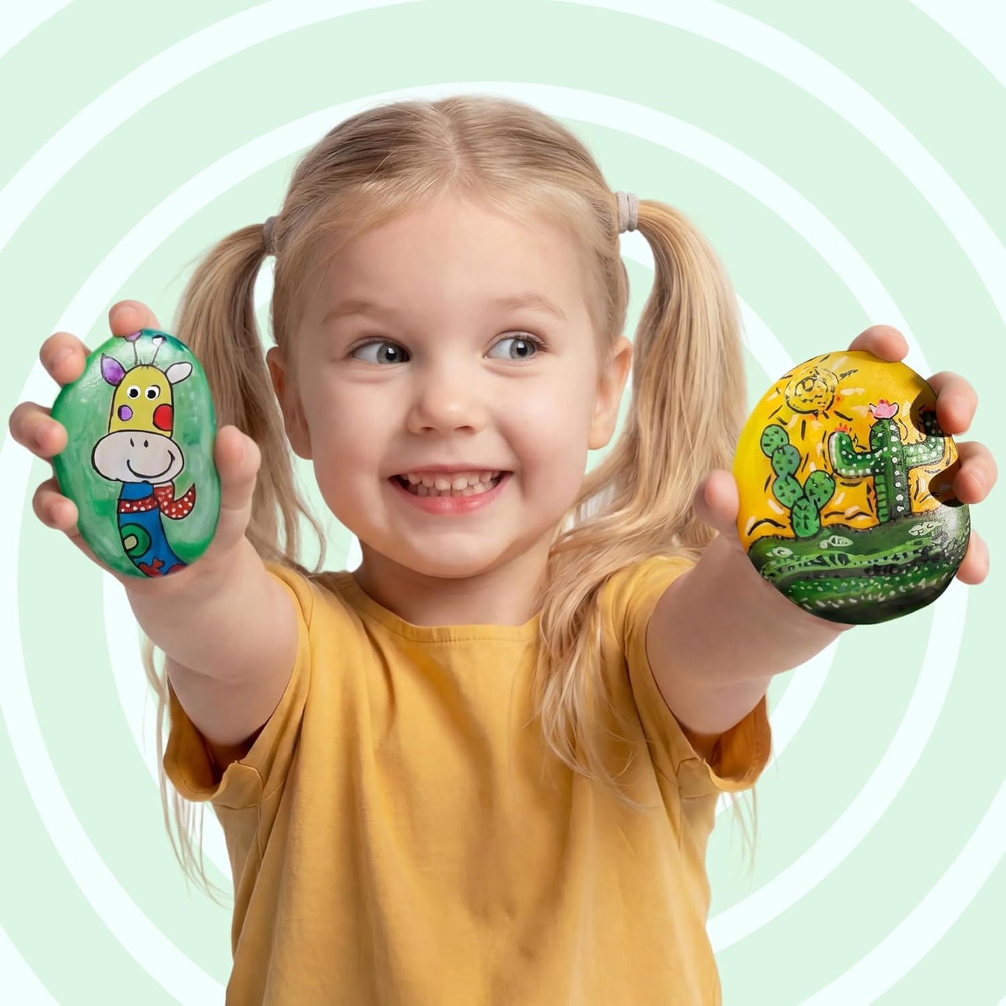 JOYIN Rock Painting Kit for Kids, Arts and Crafts for Girls & Boys Ages 6-12, DIY Supplies for Painting Rocks, Easter Craft Kits Art Set, Toddler Birthday Christmas Presents, Family Indoor Activity