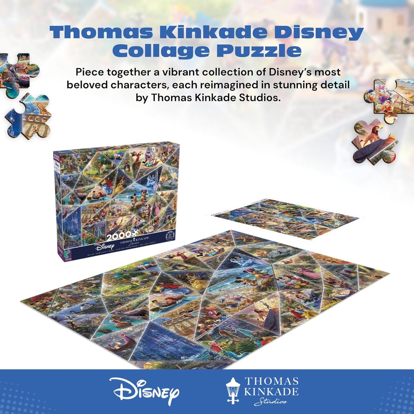 Buffalo Games – Thomas Kinkade Disney Collage Jigsaw Puzzle, 2000 Piece Puzzle for Adults, Disney Art Collection