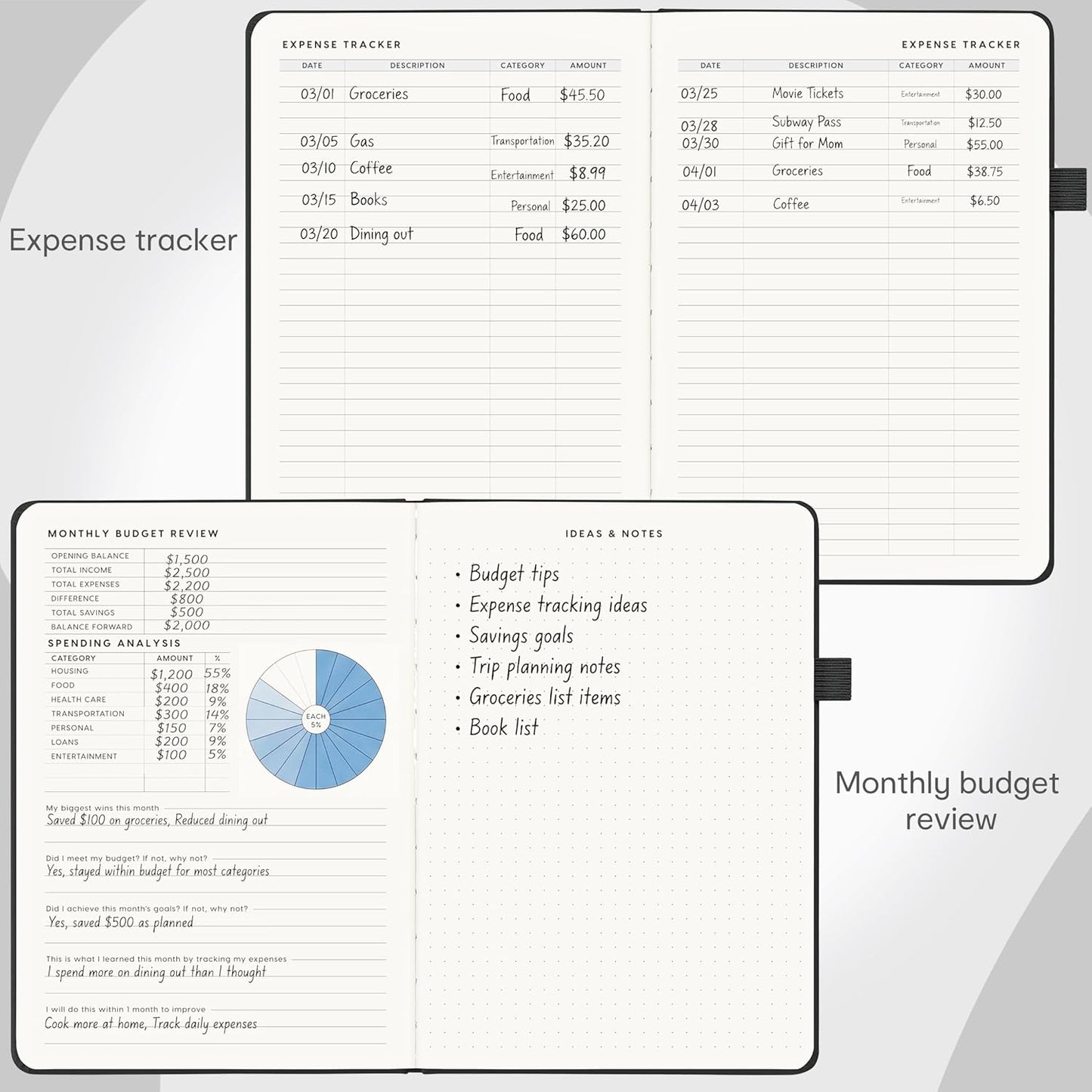 And Per Se Budget Planner, Monthly Budget Notebook with Expense Tracker, Undated Financial Planner & Bill Organizer Book - A5 Size, Hardcover (Black)