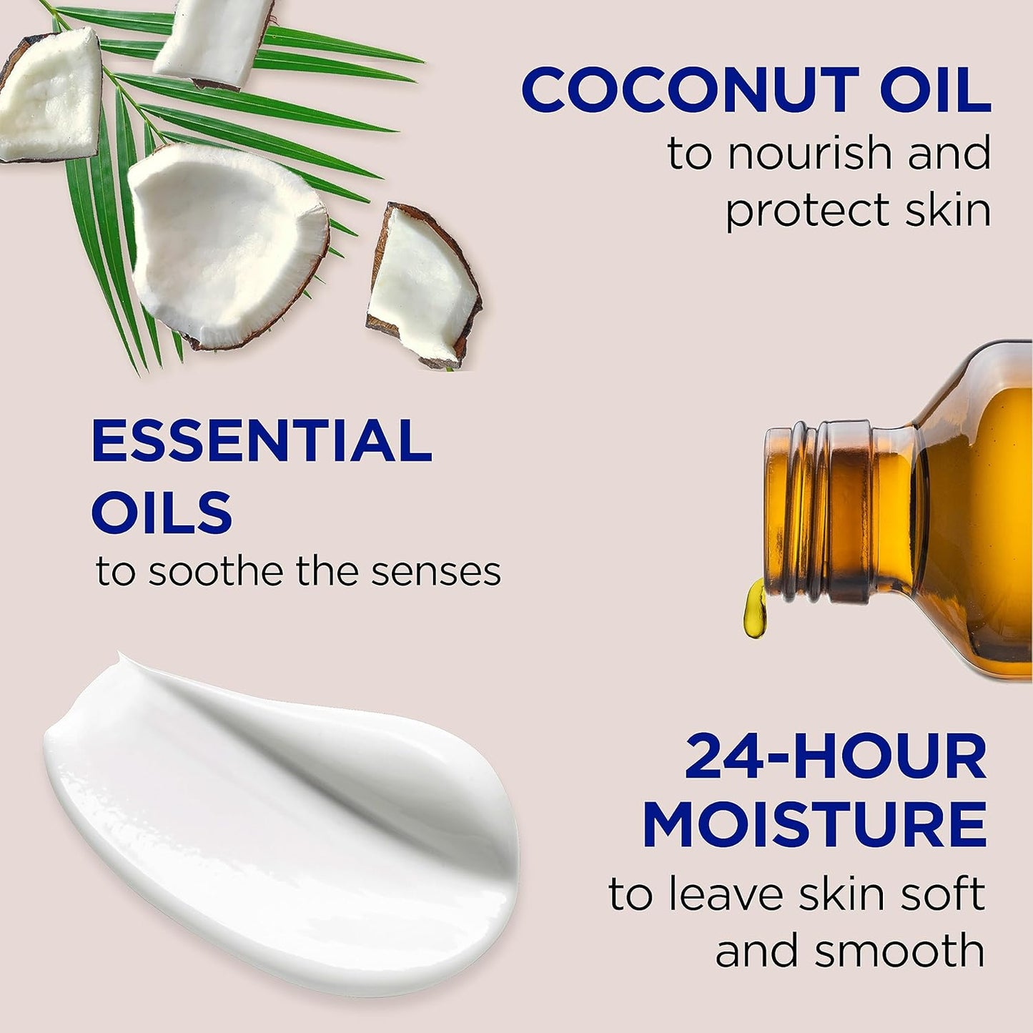 Dr Teal's 24 Hour Moisture+ Body Lotion, Coconut Oil & Essential Oils, 18 fl oz (Pack of 3)