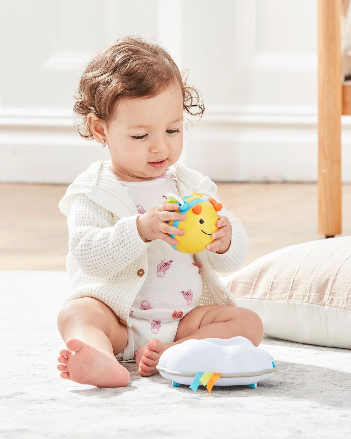 Skip Hop Baby Follow-Me Bee Tummy Time Crawl Toy 3-Stage Infant Sensory Development with Lights Sounds and Music Explore & More Age 5m+