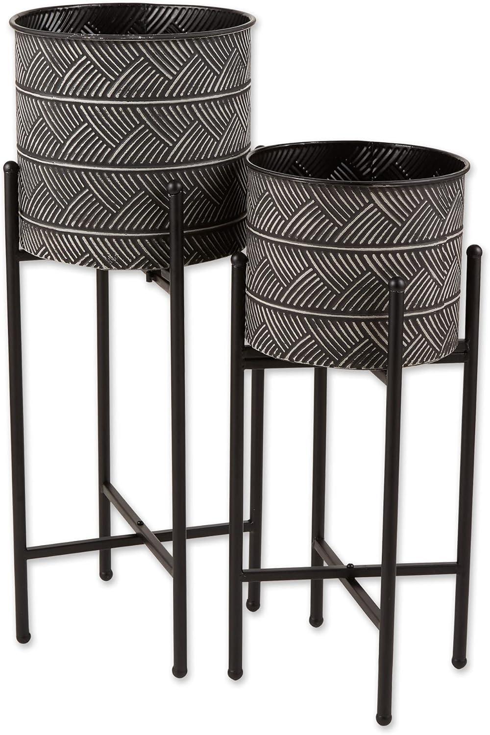 DII Bucket Plant Stand Set Indoor/Outdoor, Large, 9x9x24; Small, 8x8x19.5, Deco Waves, 2 Piece
