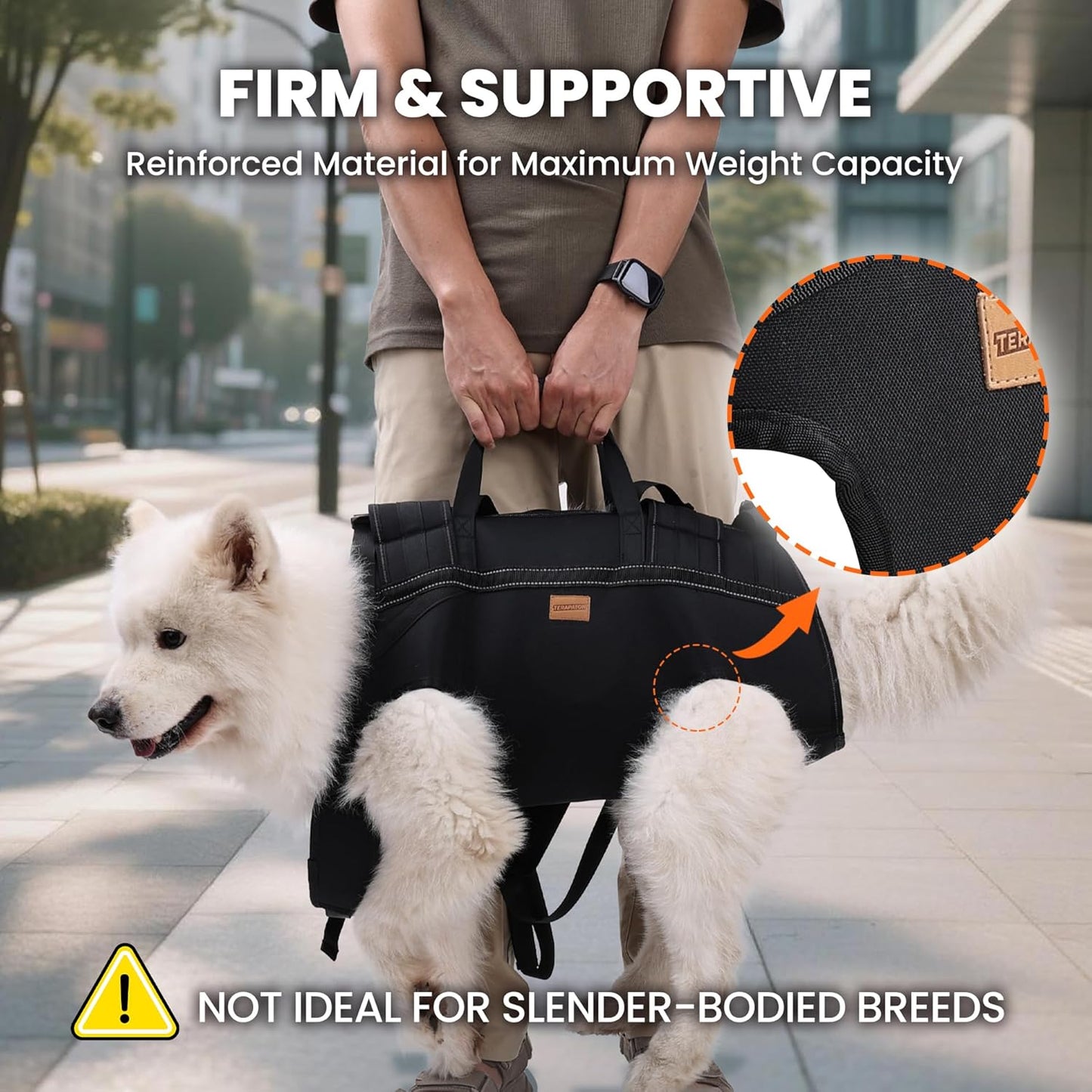 Dog Lift Harness Backpack Carrier for Large Dogs, Full Body Sling with Handle, Dog Harness for Joint Injuries, Arthritis, Ideal for Stairs, Elderly Dogs (Black XX-Large 50-66 LBS)