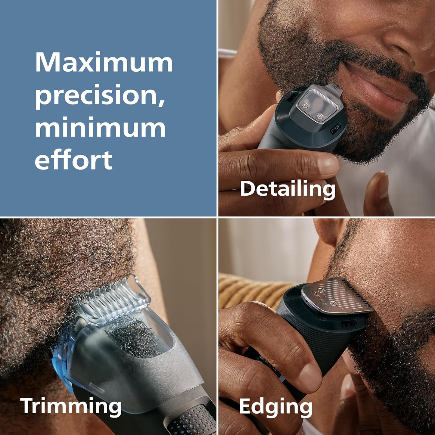 Norelco Philips Beard Trimmer 5000 Series, Men's Face Trimmer, 100% Waterproof BeardSense Tech, Precision Trimmer with Fading Combs, Self-Sharpening Blades, Hair Collector & Charging Stand, BT5785/40