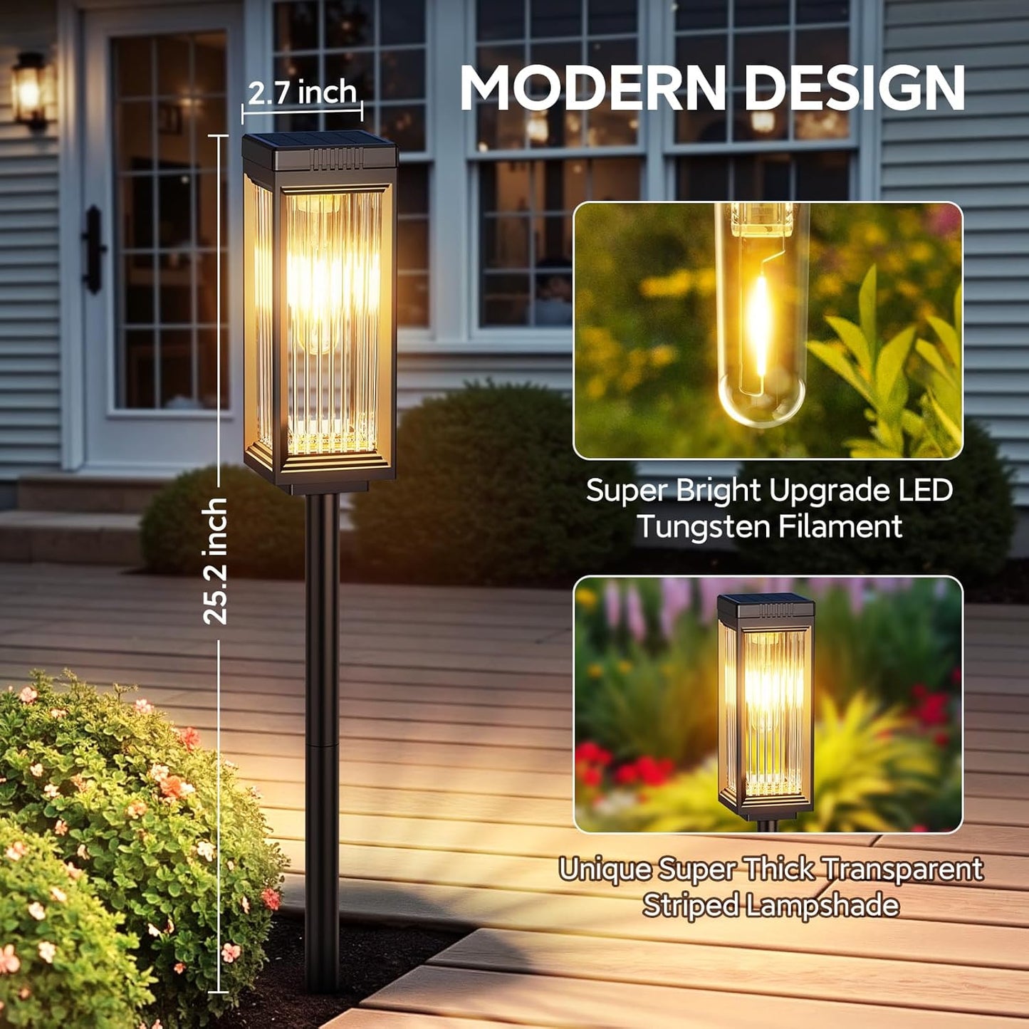 Solar Pathway Lights Outdoor, 8 Pack Upgraded Solar Lights Outdoor Waterproof, Bright Up to 15 Hrs Auto On/Off Garden Light for Yard Patio Lawn Path Walkway Driveway Outside Decor