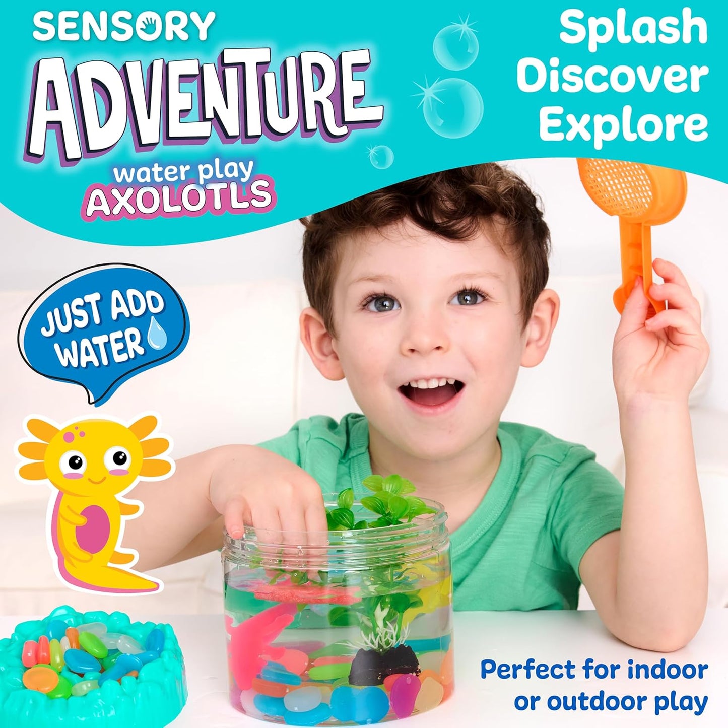 Creativity for Kids Sensory Adventure Axolotls Kit | Dig, Squish & Explore | Scoop, Pinch & Play with Fine Motor Tools | Screen-Free Activity for Kids & Easter Basket Stuffers (Ages 4+)