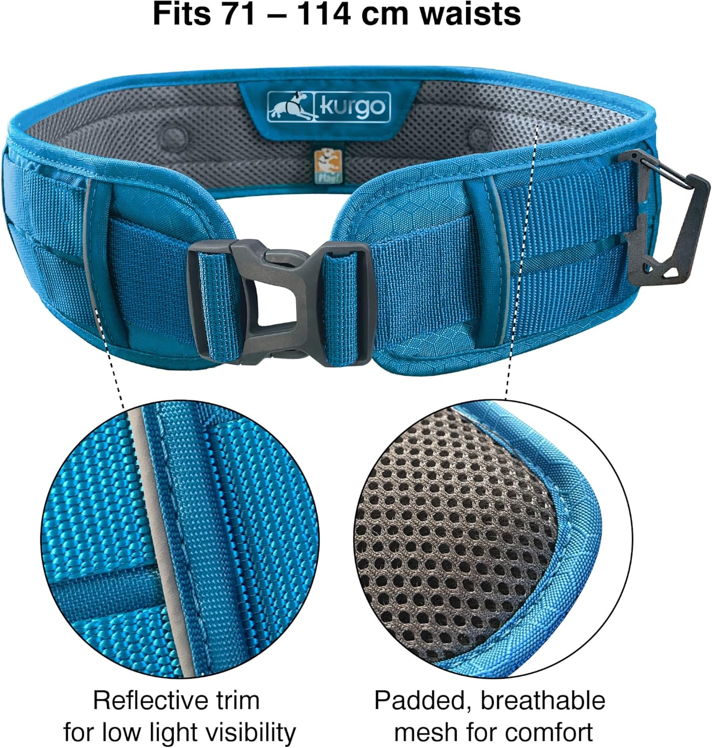 Kurgo RSG Active Utility Belt - Adjustable Adventure Dog Belt - MOLLE-Compatible - Reflective Trim - Lightweight, Comfortable Fit - Hands-Free