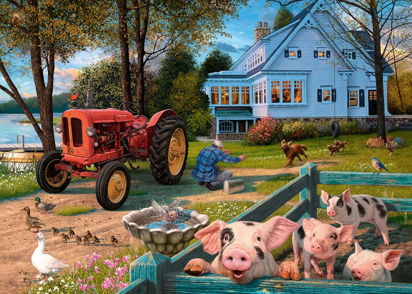 Ravensburger Country Life 300 Piece Large Format Puzzle | Idyllic Farm Scene by Steve Read | Perfect Interlocking Fit | Eco-Friendly Materials