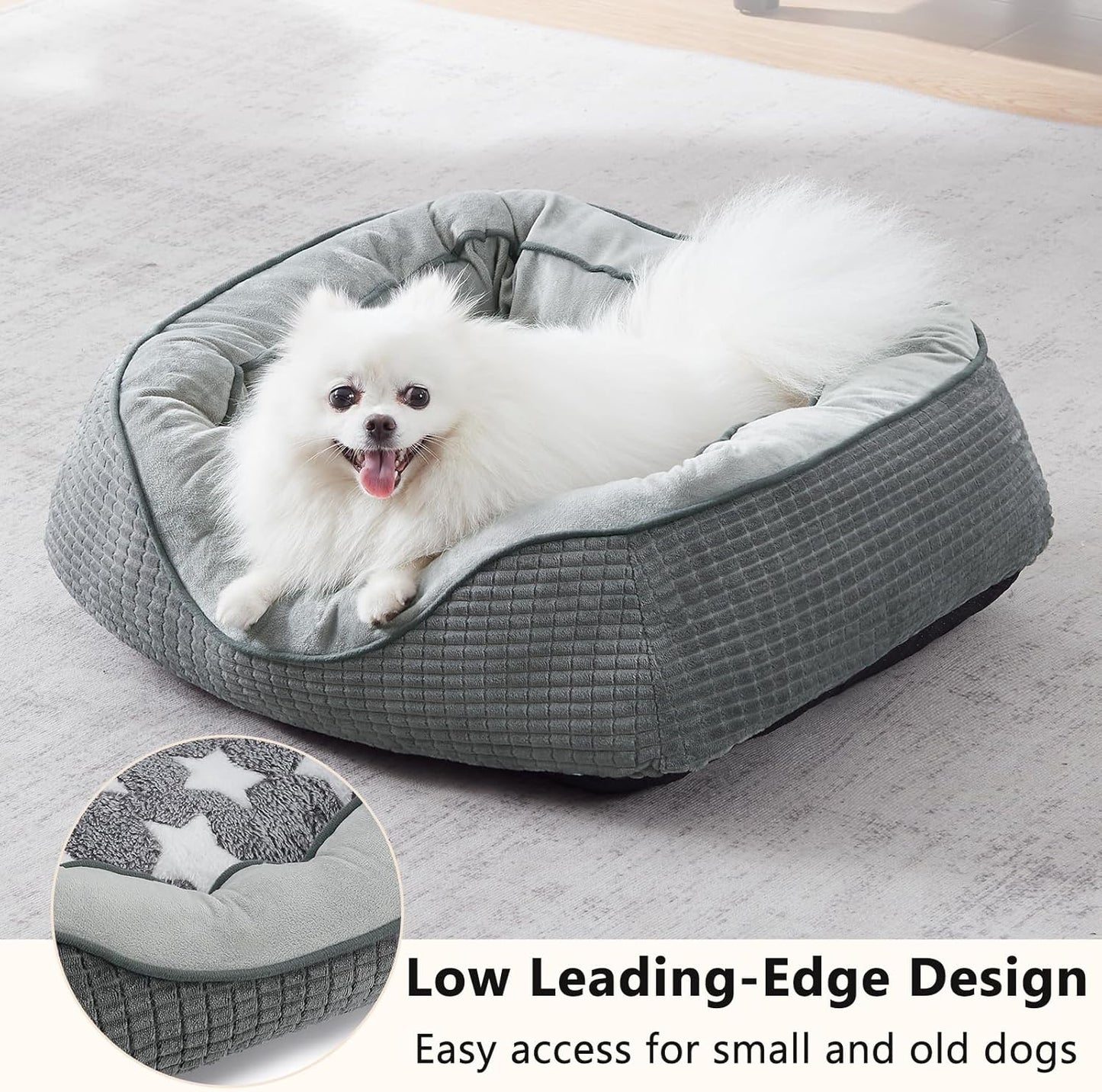SIWA MARY Dog Beds for Small Medium Dogs & Cats. Washable Pet Bed, Orthopedic Dog Sofa Bed, Soft Calming Sleeping Warming Puppy Bed (Star-Grey, Small-(20’’x 19’’x 6’’))