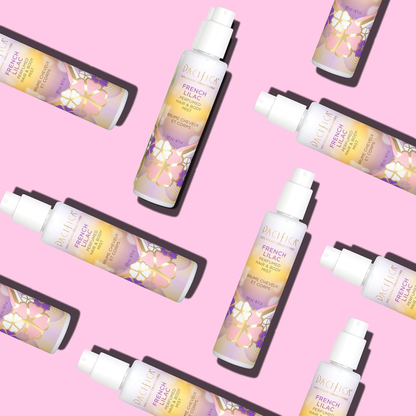 Pacifica French Lilac Perfumed Hair & Body Mist, Alcohol-Free Spray Designed For Head-To-Toe Wear, Vegan & Cruelty-Free, 6 Fl Oz