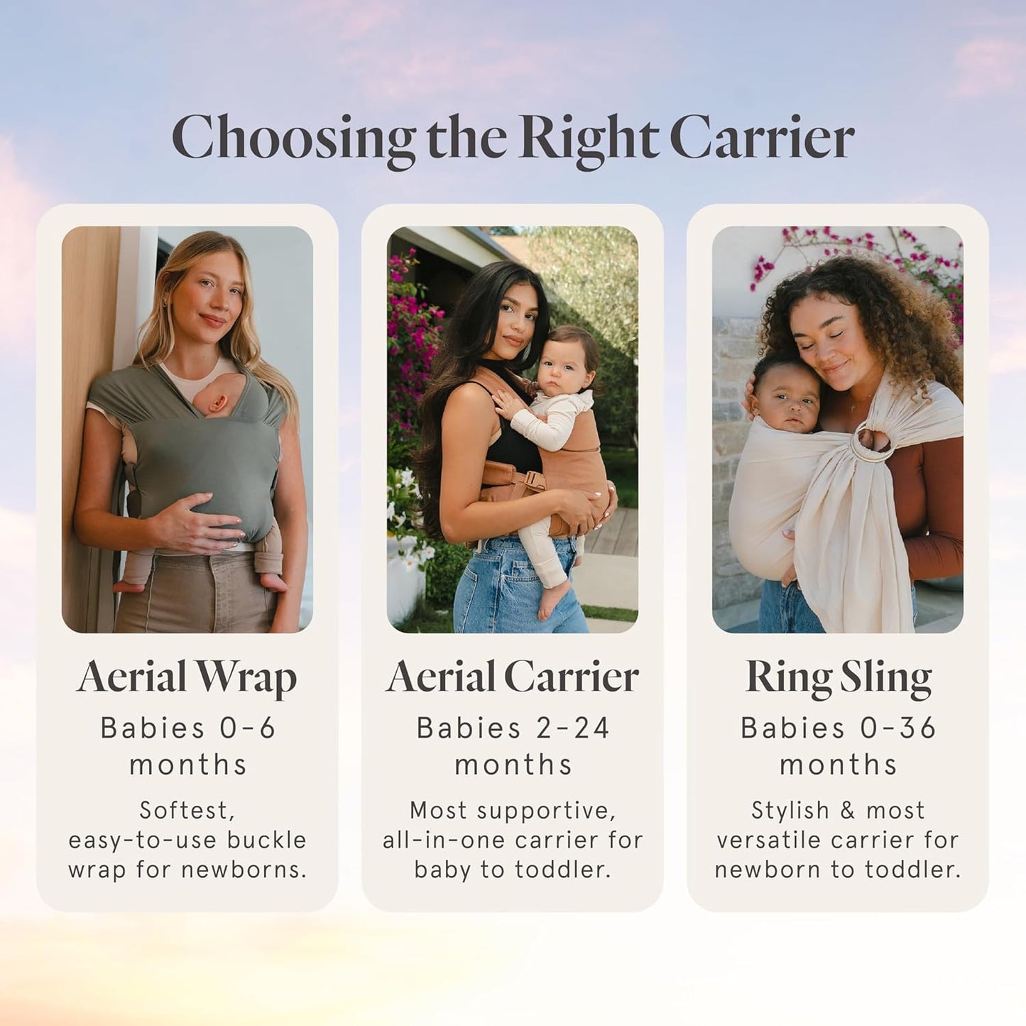 WildBird - Aerial Buckle Carrier - 2-24 Months - Standard (XS-XL) Sparrow - Front or Back Carry - Cross Straps, Lumbar Support, Headrest - Hip Healthy - Baby Carrier - Baby Essentials - New Mom Gifts