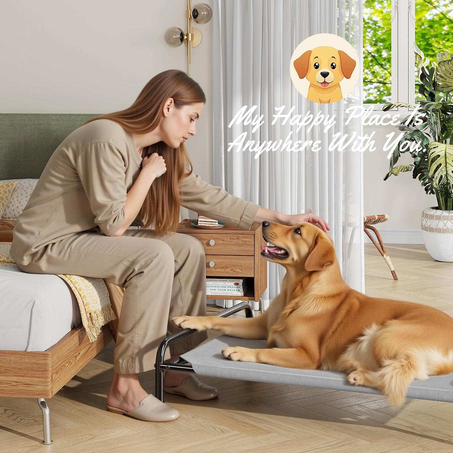 Cooling Breathable Elevated Dog Bed with Metal Frame for Large Dogs, Grey