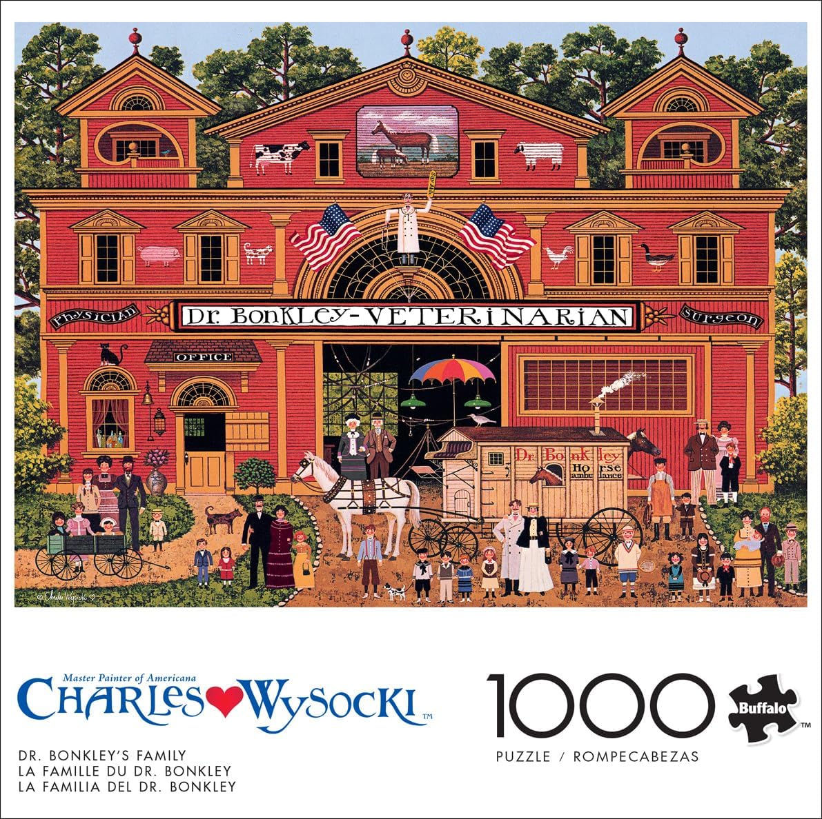 Buffalo Games – 1000 Piece Jigsaw Puzzle - Dr. Bonkley's Family - Charles Wysocki Colorful Puzzle for Adults – Precision-Cut Pieces, Beautiful Artwork, and Hours of Relaxing Fun
