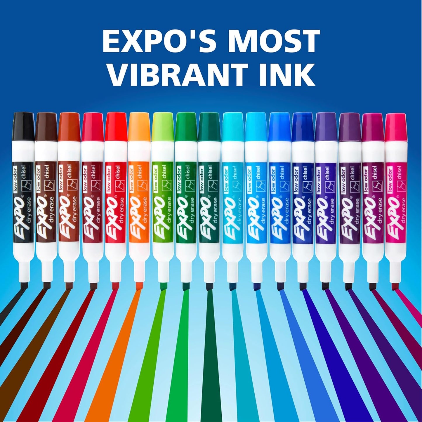 EXPO Low Odor Dry Erase Markers Chisel Tip Blue 12 Count