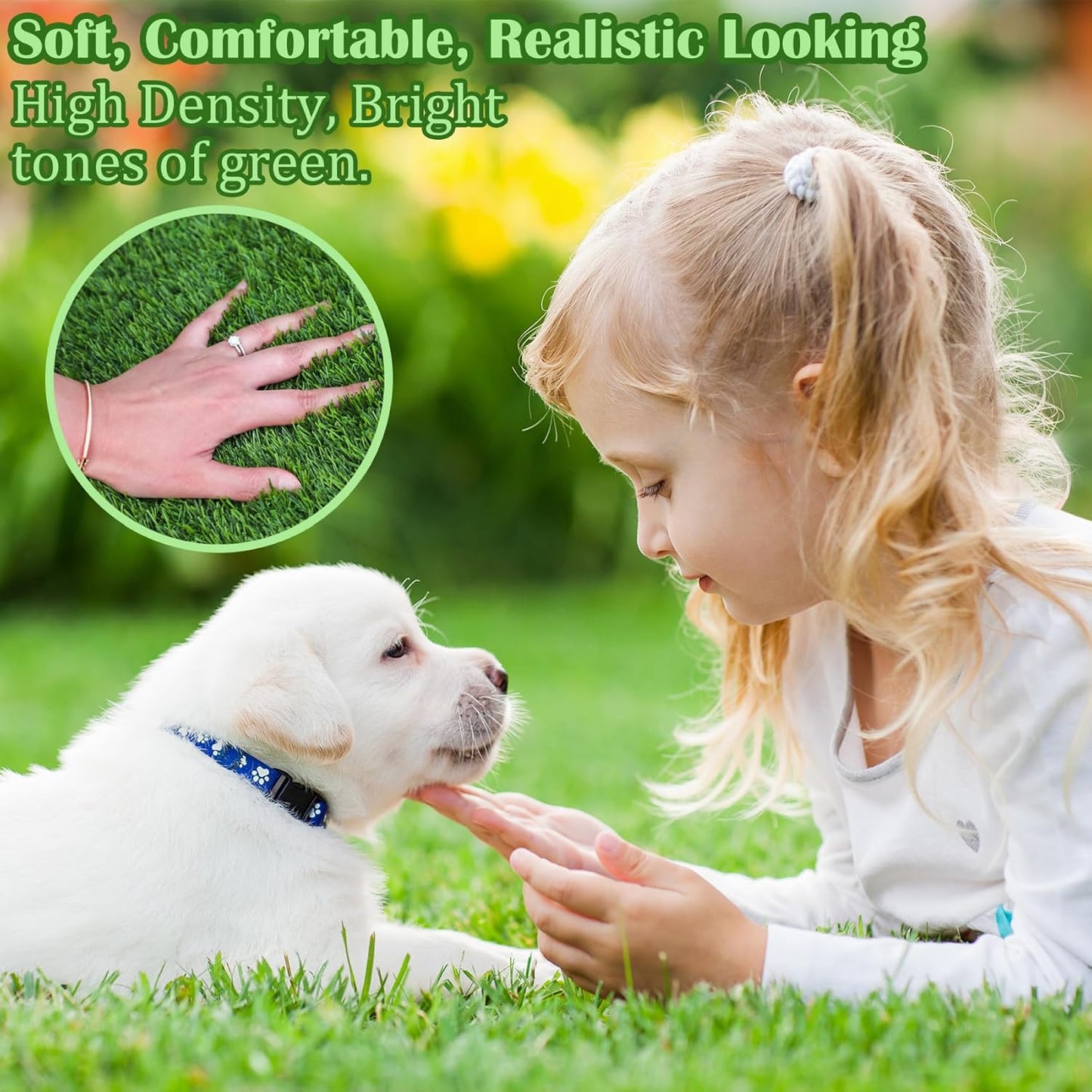 GLOBREEN Extra Large Artificial Grass for Dogs Potty Training, 5 FT X 7FT Realistic Fake Turf Pee Pad for Pets Outdoor Patio Balcony Use, Reusable Washable