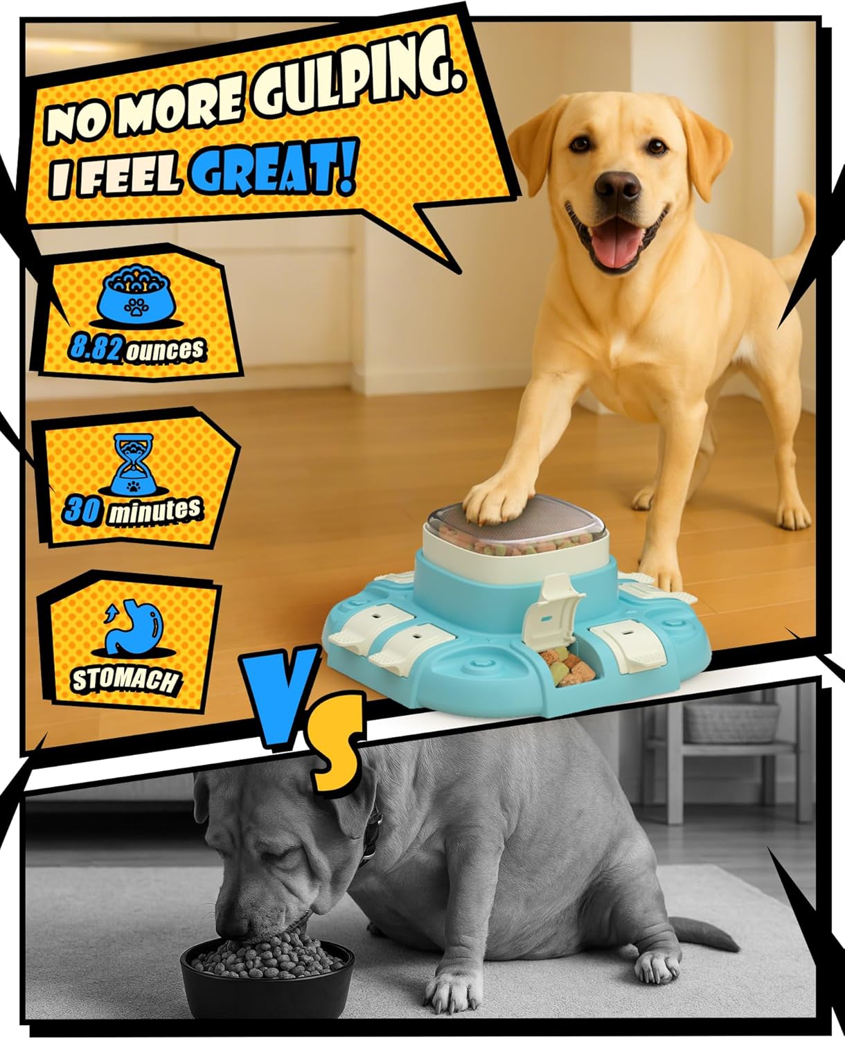 Dog Puzzle Toy：2 Levels for Smart Dogs, Slow Feeder with Button for IQ Training and Mental Enrichment for Small Medium Large Dogs
