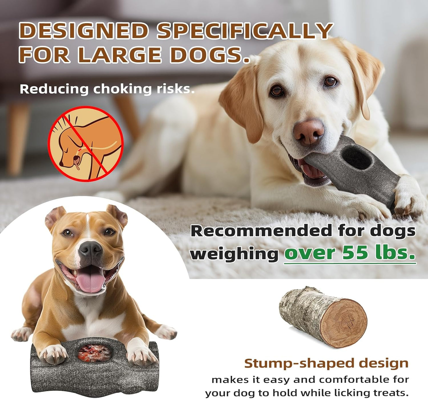 Big Dog Toys for Large Dogs and Aggressive Chewers,Toys for Refillable Frozen Dog Treat Molds,Coffee Wood Dog Chew Toys,Dog Licking Toy to Keep Them Busy,Dog Treat Jar,Dog Gifts