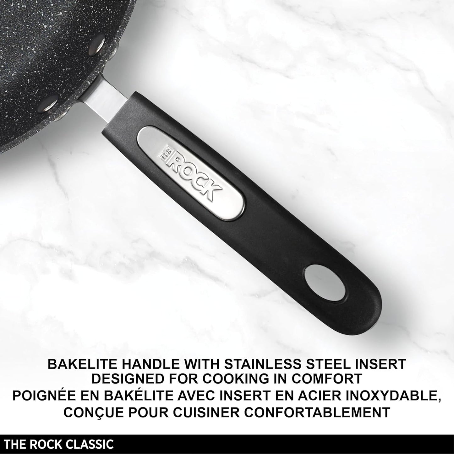 Starfrit The Rock 8PC Non-Stick Cookware set - Durable Forged Aluminum - Oven Safe - PFOA Free - Easy to Clean - Black