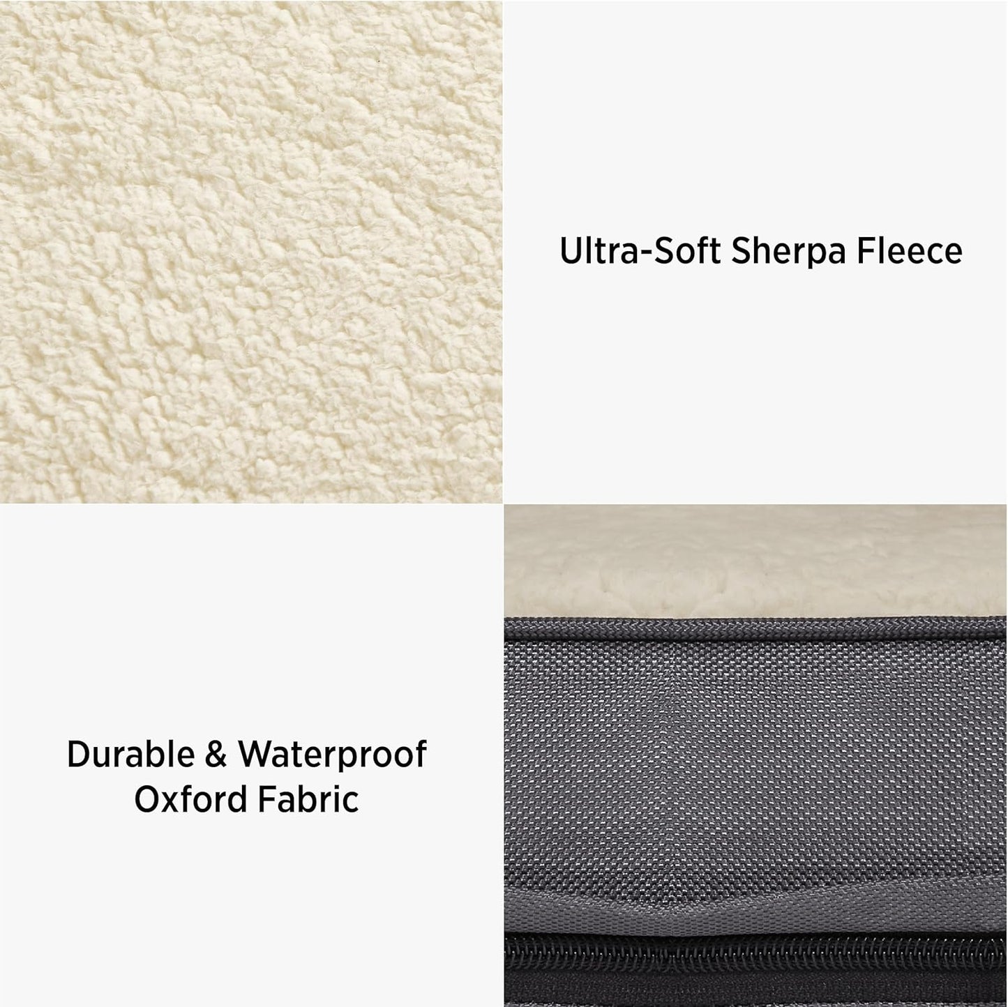 LE SURE XXL Washable Dog Bed Cover Replacement Plush Fleece Cover for Orthopedic Egg Crate Foam Pet Mat 54x44x4 Inches, Grey