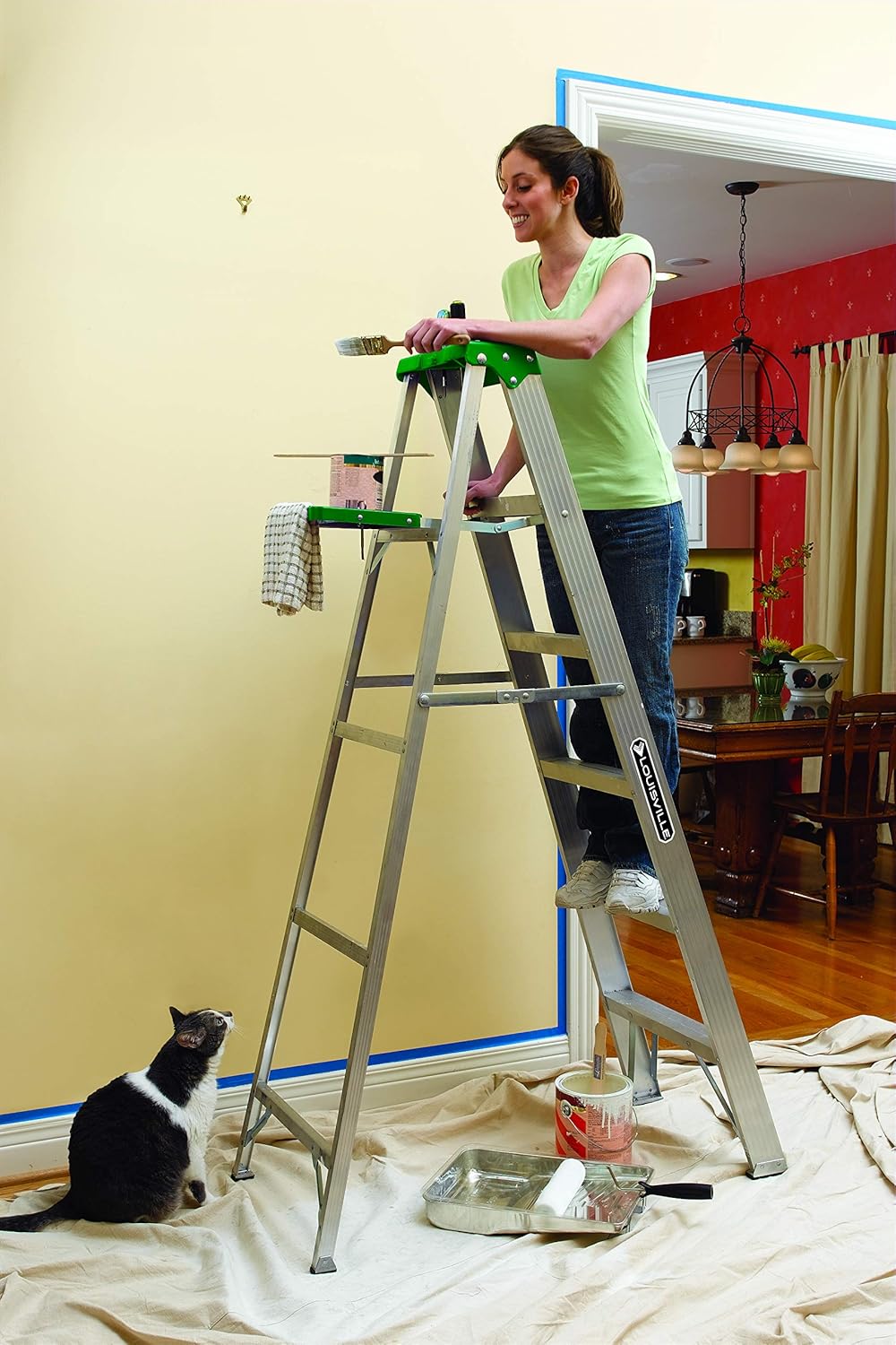 Louisville Ladder 4-foot Aluminium Step Ladder with tool tray, 225-Pound Load Capacity, Type II, AS4004