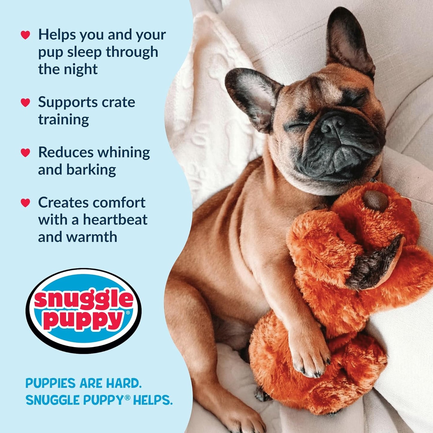 Snuggle Puppy Original Heartbeat Puppy Toy with Real-Feel Pulse and Heat Pack, Plush Comfort Dog Toy for Crate Training, First Nights, and Sleep