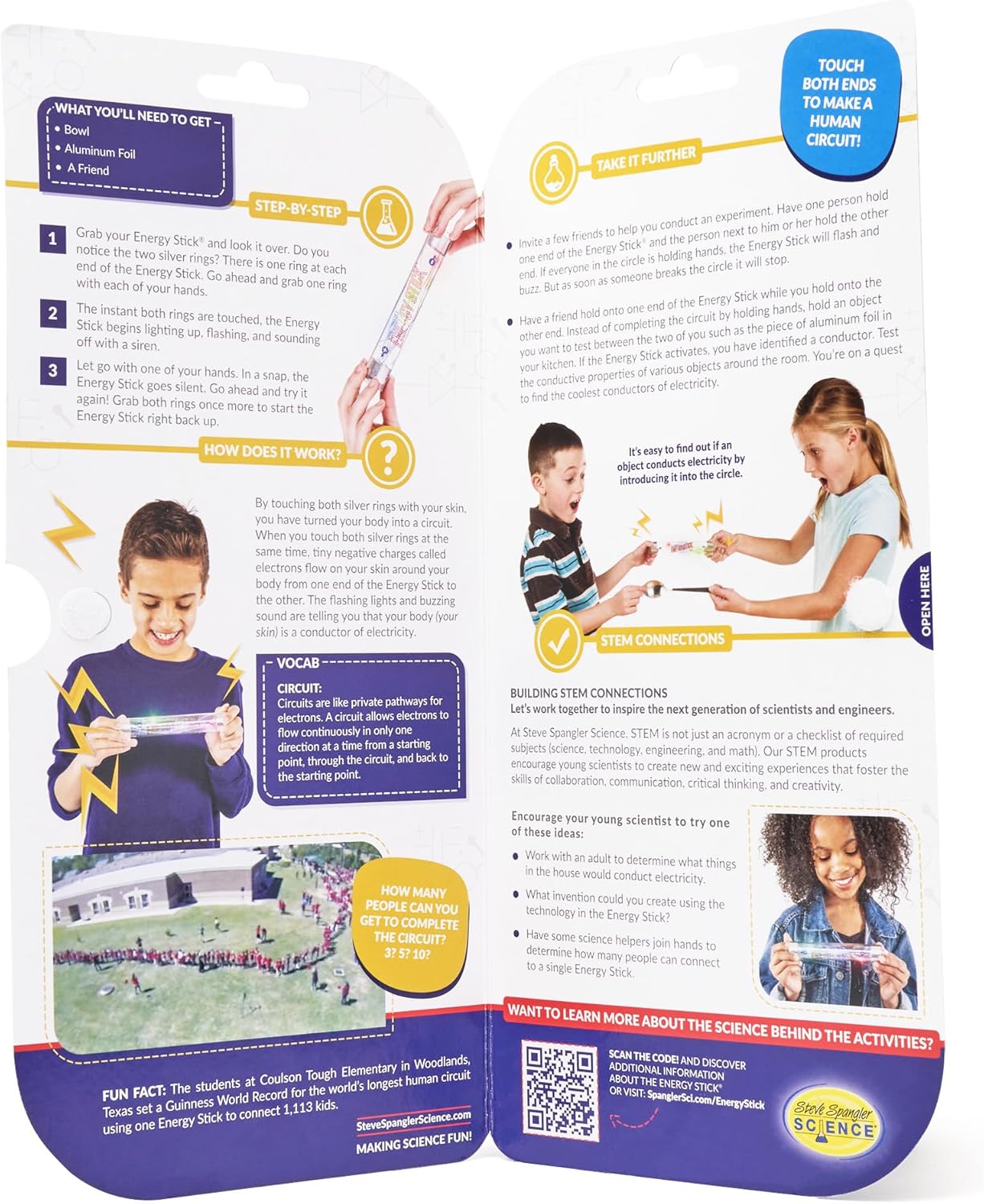 Steve Spangler Science Energy Stick – Fun Science Kits for Kids to Learn About Conductors of Electricity, Safe, Hands-On STEM Learning Toy, Independent or Group Activity for Classrooms or Home