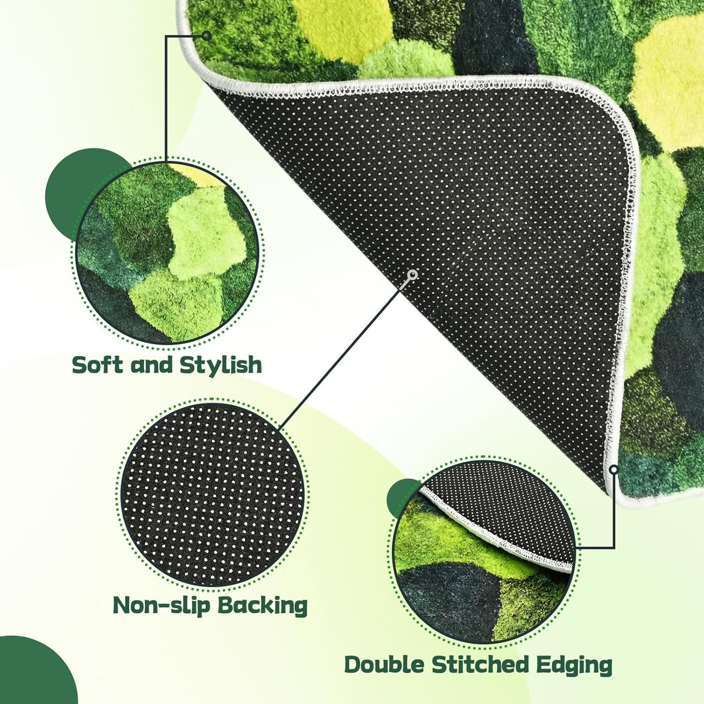 Washable Pee Pads for Dogs, 30" x 17" Faux Moss Reusable Puppy Pads for Dog Potty Training, Durable Absorbent Leakproof Dog Grass Pad for Crate Couch Car Seat Pet Bed Home Indoor Use