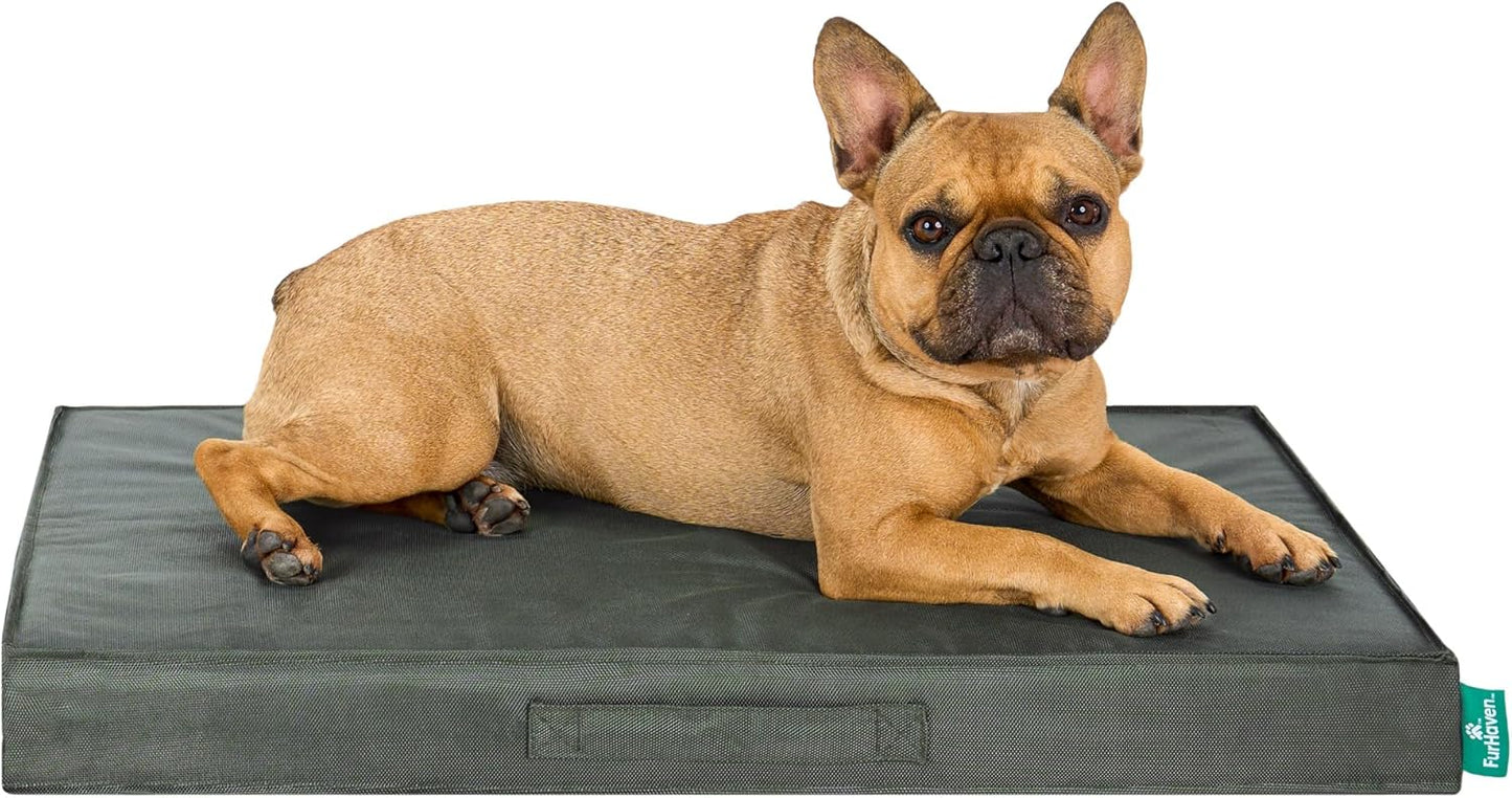 Premium Indoor-Outdoor Deluxe Orthopedic Mattress Pet Bed, Dark Olive, Medium