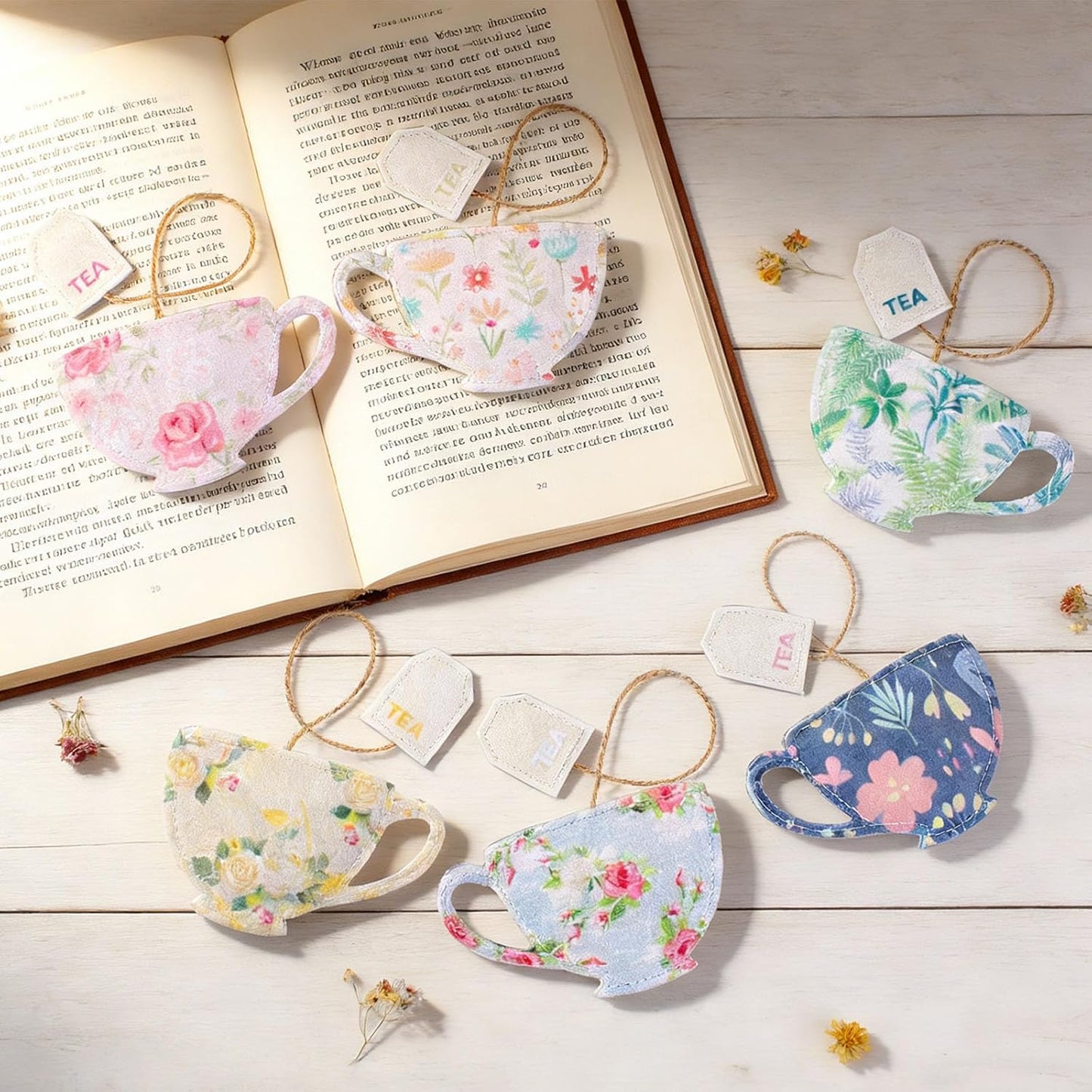 6 Pcs Tea Bag Bookmark – Unique Handmade Felt Bookmarks Gift for Book Lovers, Women, Teachers, and Mother's Day
