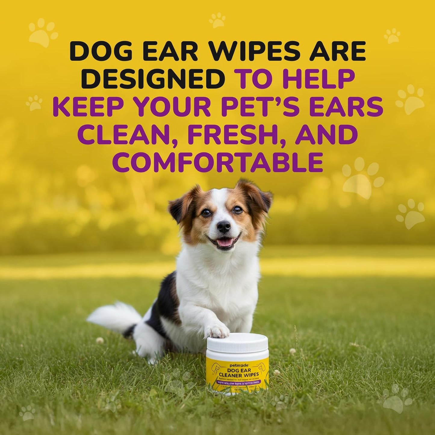 Dog Ear Cleaner Wipes - Cleaning Wipes for Puppies - Dirty, Smelly & Itchy Ears - Non-Irritating Removal of Buildup, Dirt & Wax- with Witch Hazel, Willow Bark, Aloe Vera & More - 100 Count