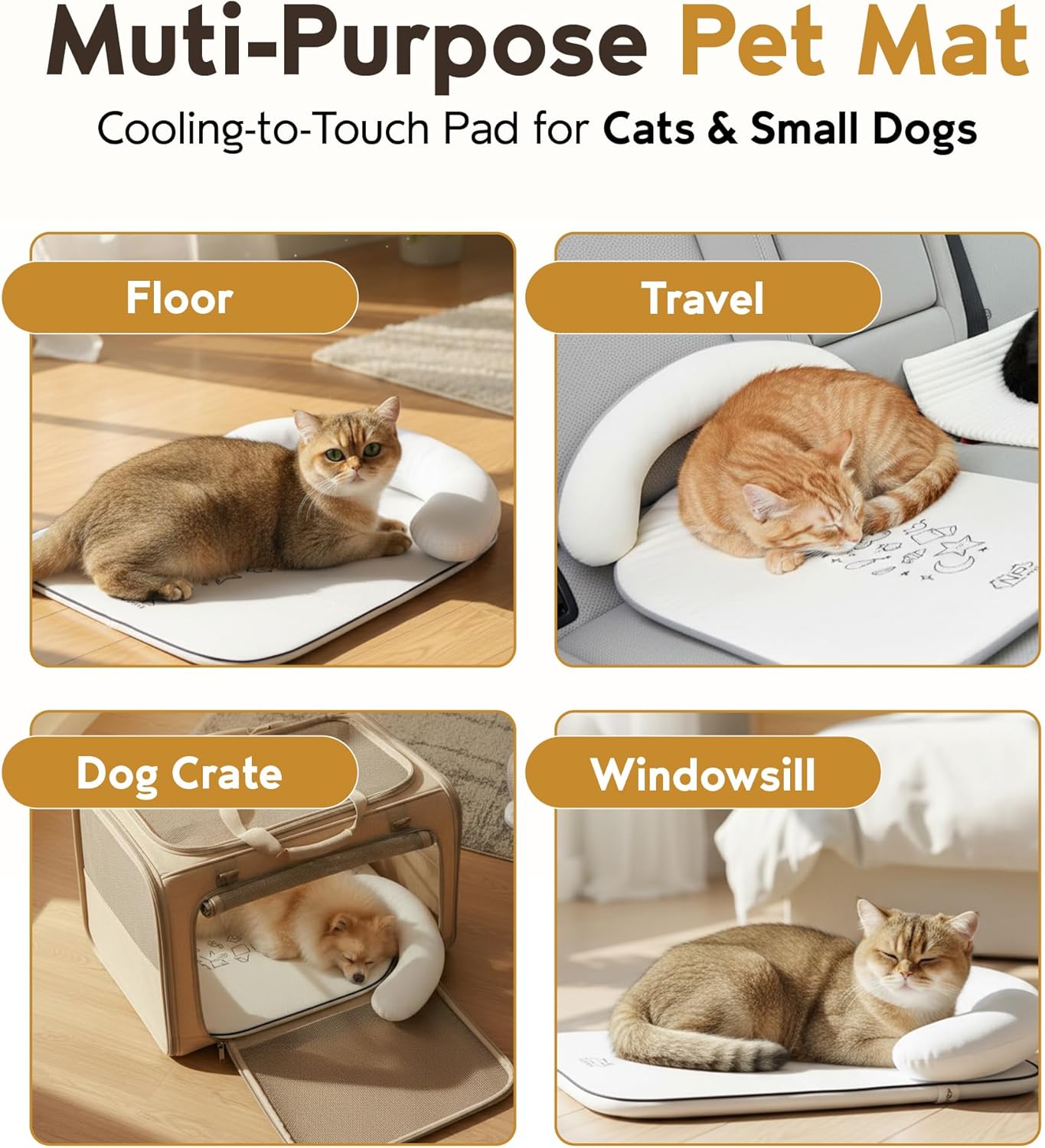 Nona Pelona Self Cooling Pet Mat – Cooling Pad for Cats and Small Dogs – No Gel, No Water, Removable Washable Cover, Anti-Slip Base
