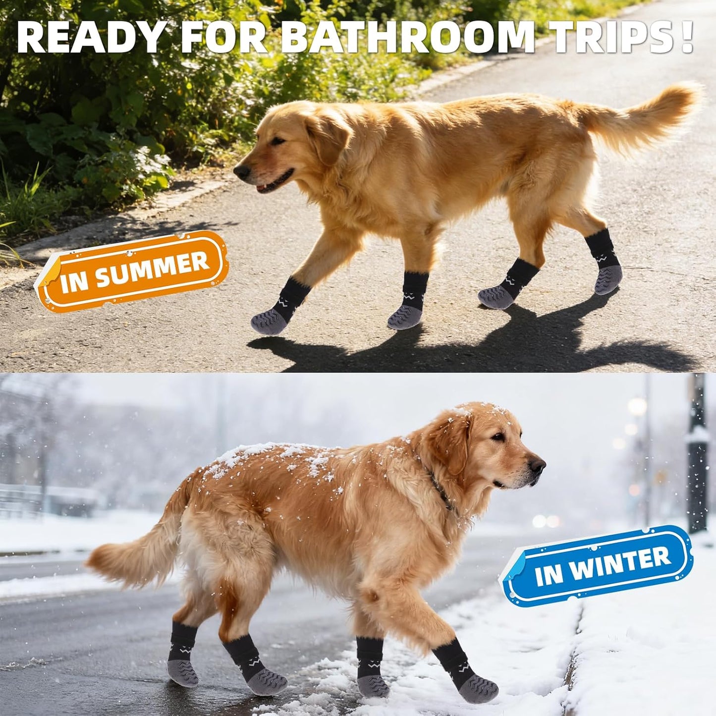 Dog Socks Shoes to Prevent Licking Paws for Hardwood Floors, Pet Booties for Hot Pavement with Grip Traction Control, Winter Boots & Paw Protectors for Small Medium Large Senior Dogs,Black M