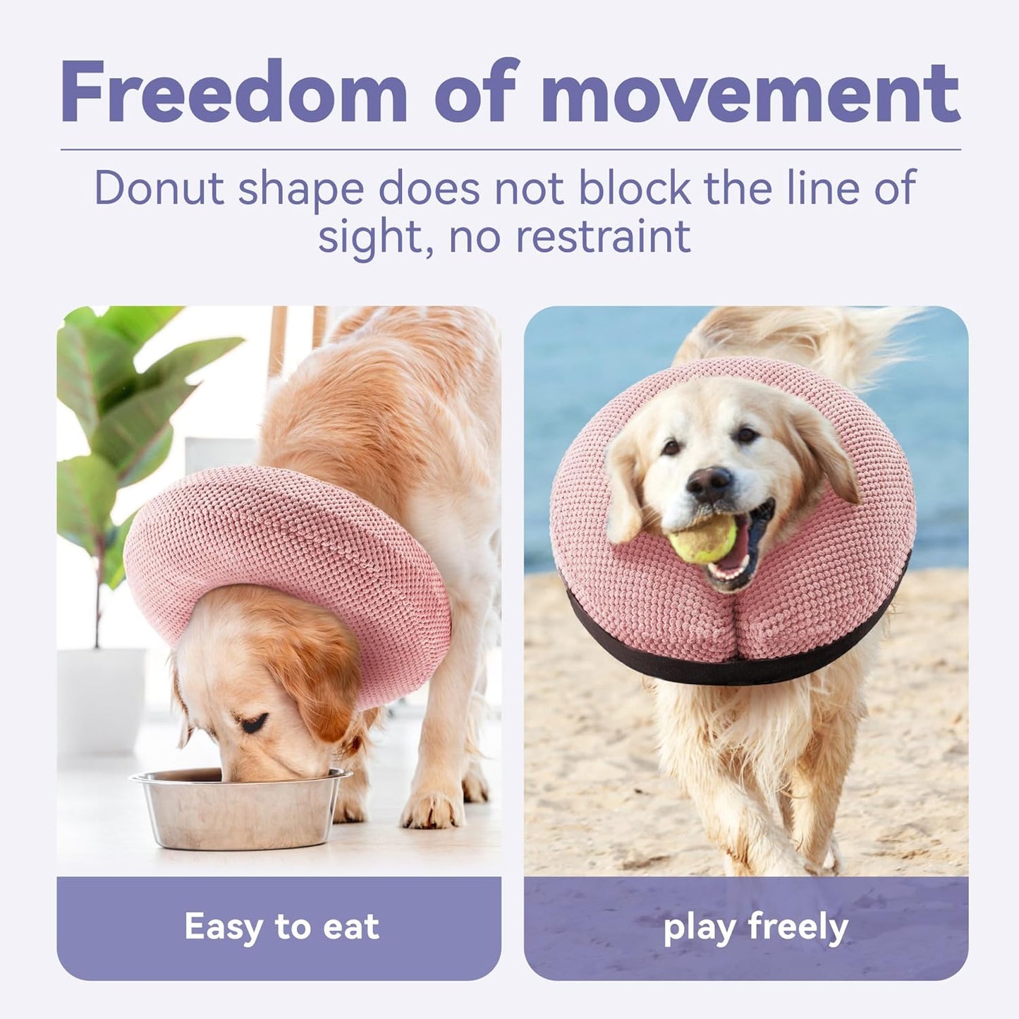 Soft Inflatable Dog Cone for Large Medium Small Dogs Cats - Neck Donut, E Collar Alternatives for Recovery