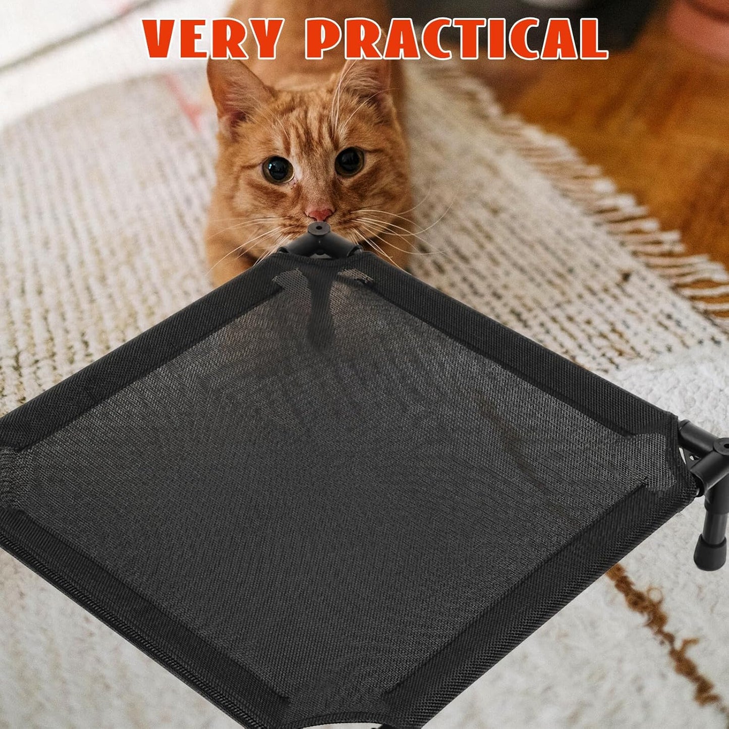 FAVOMOTO Elevated Dog Bed Small 50x50x12cm Breathable Mesh Cooling Pet Bed Removable Washable Outdoor Cot for Small Dogs to 15lbs Camping