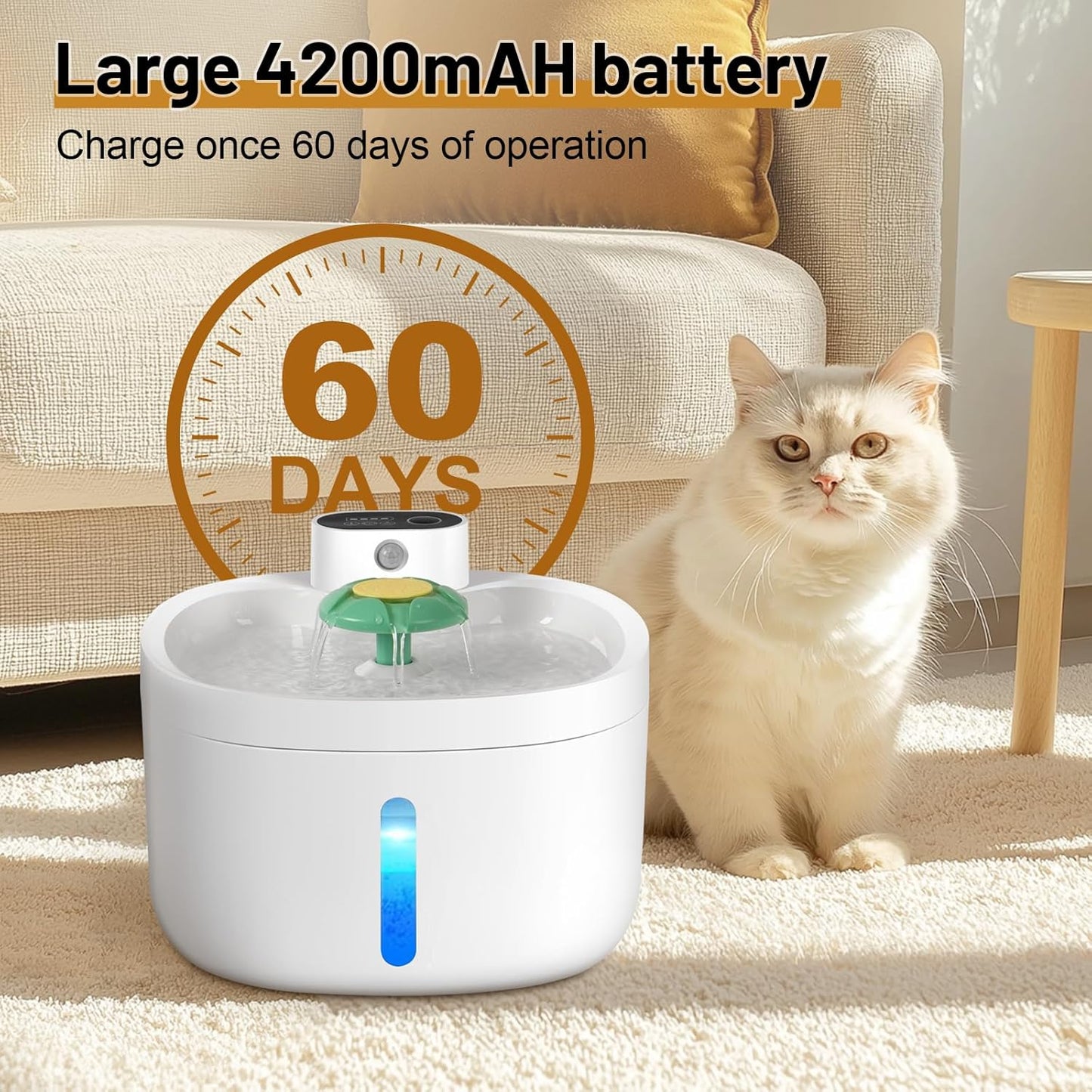 Cat Water Fountain, Cat Fountain,91OZ/2.6L Pet Water Dispenser Rechargeable Drinking Fountains for Cats and Dogs