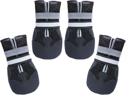 Dimicoo Breathable Dog Boots for Medium Large Dogs,Non-Slip Dog Shoes for Winter Snow and Summer Hot Pavement,Lightweight Paw Protector Dog Booties for Outdoor Walking Indoor Hardwood Floors