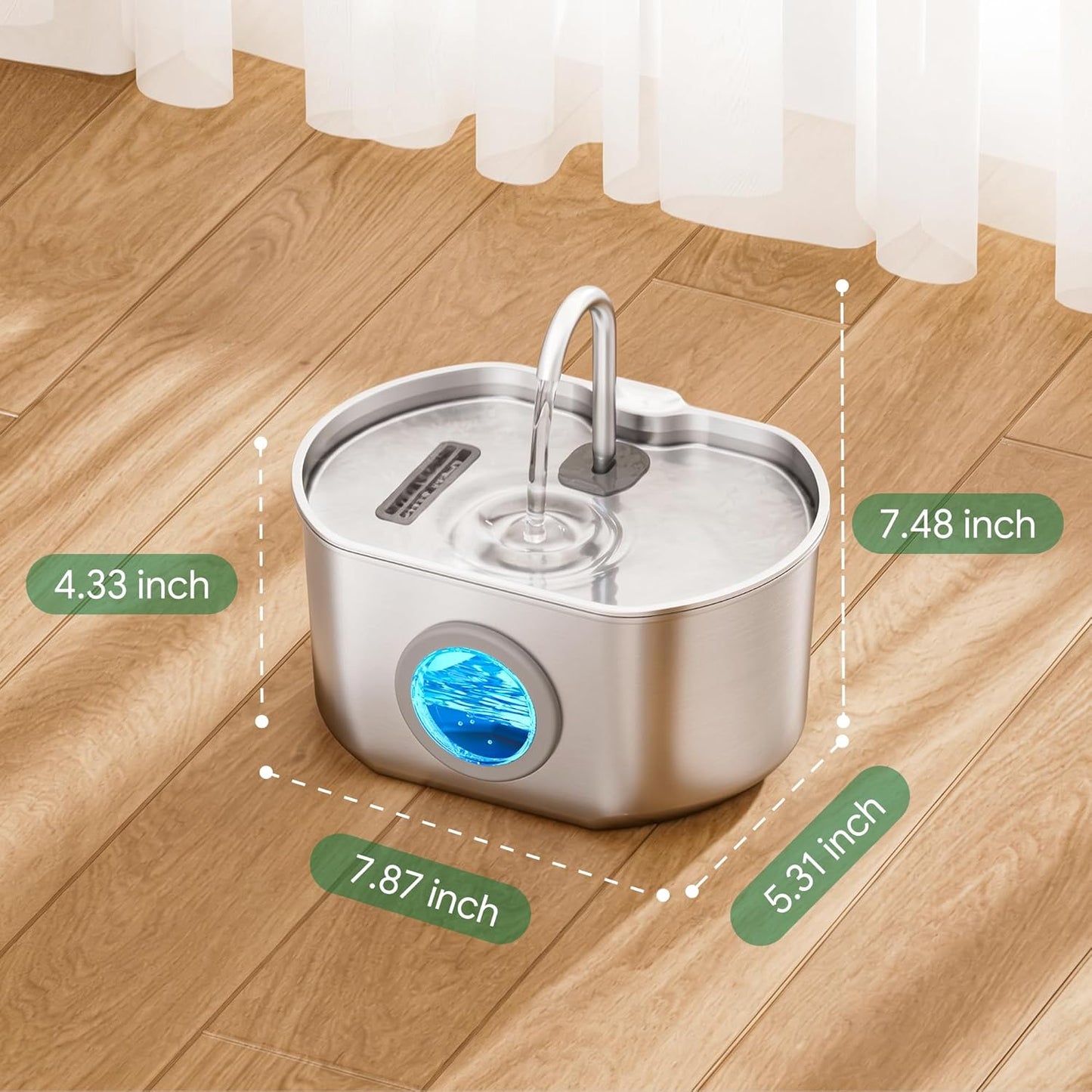 Cat Water Fountain Stainless Steel: 74oz/2.2L Cat Fountain for Drinking- Pet Water Fountain Inside - Automatic Dog Watering Dispenser Bowl - Pet Feeding & Watering Supplies (1 Filter)