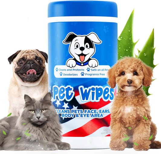 SONO Dog Wipes with Aloe & Chamomilla - Gentle Pet Wipes for Paws, Butt, Face & Body - Cleaning, Deodorizing, Puppy & Cat Friendly - Unscented, 100 Count